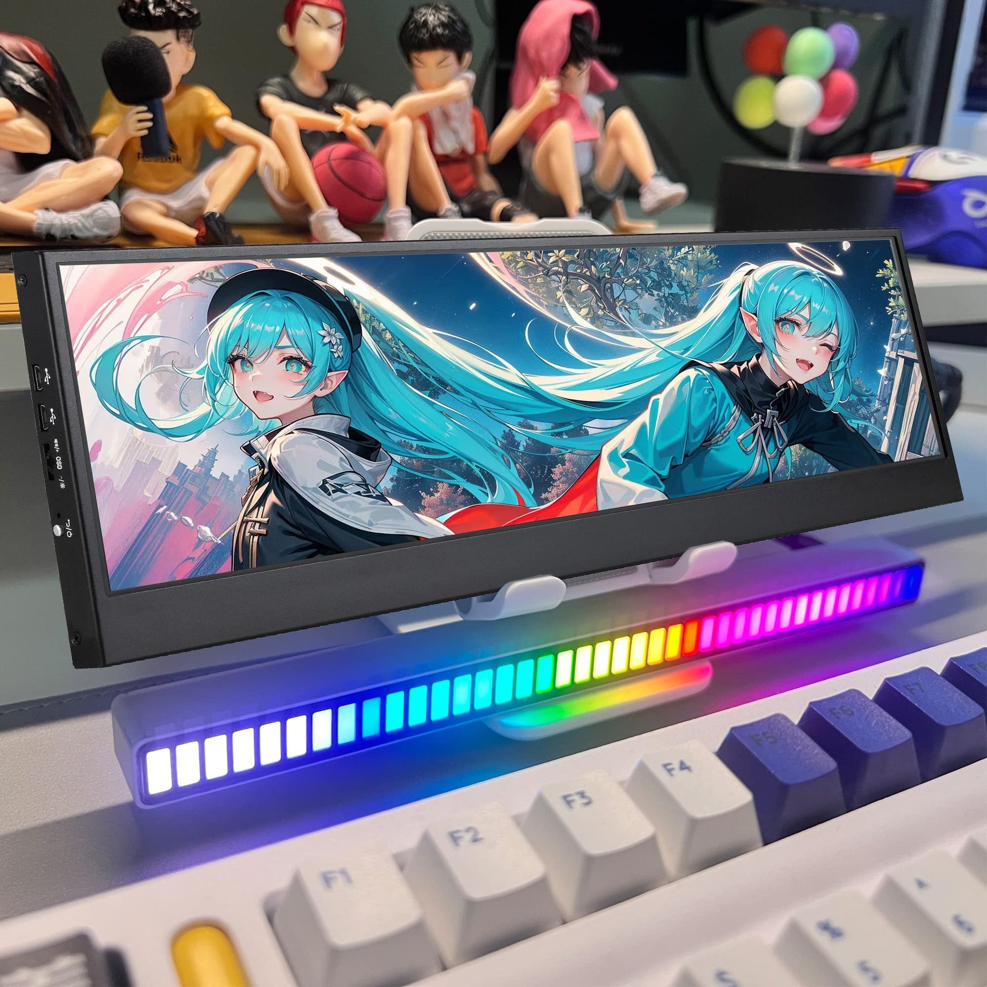 14'' 4K UHD IPS 3840x1100 Barra Estirada Pantalla Táctil Monitor para Ordenador Portátil PC Velocidad Temperatura Windows Aida64 CPU GPU HDMI Monitor Secundario para Música Media Timeline Edición