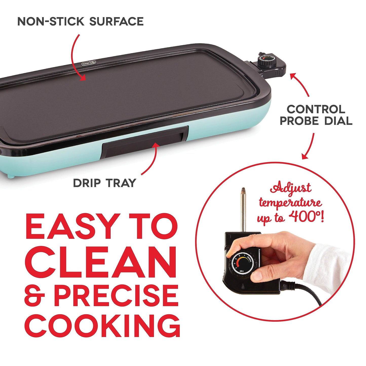 DASH DEG200GBAQ01 Everyday Electric Griddle, 19.75” x 9.5”, Aqua
