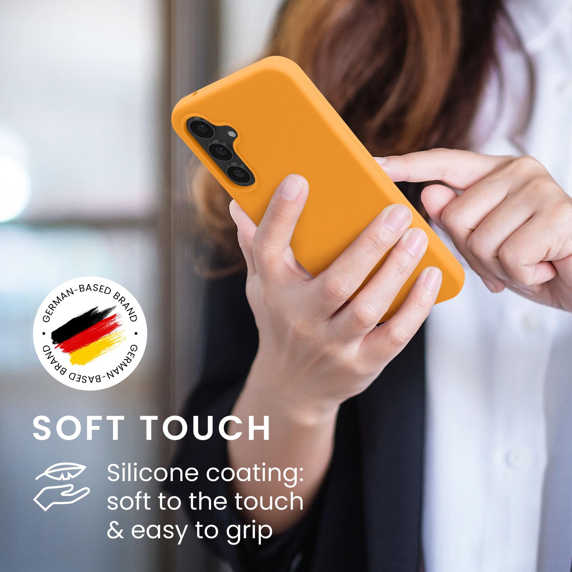 kwmobile Carcasa Compatible con Samsung Galaxy S23 FE Funda - Case TPU y Silicona antigolpes - Apto Carga inalámbrica - Naranja afrutado