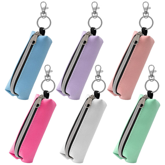 GOCOHHI - Soporte de 6 piezas para bálsamo labial, bolsa portátil para lápiz labial, accesorios de viaje, regalo ideal para mujeres, Color sólido, 1.37 * 1.37 * 4.52 inch, Bolsa