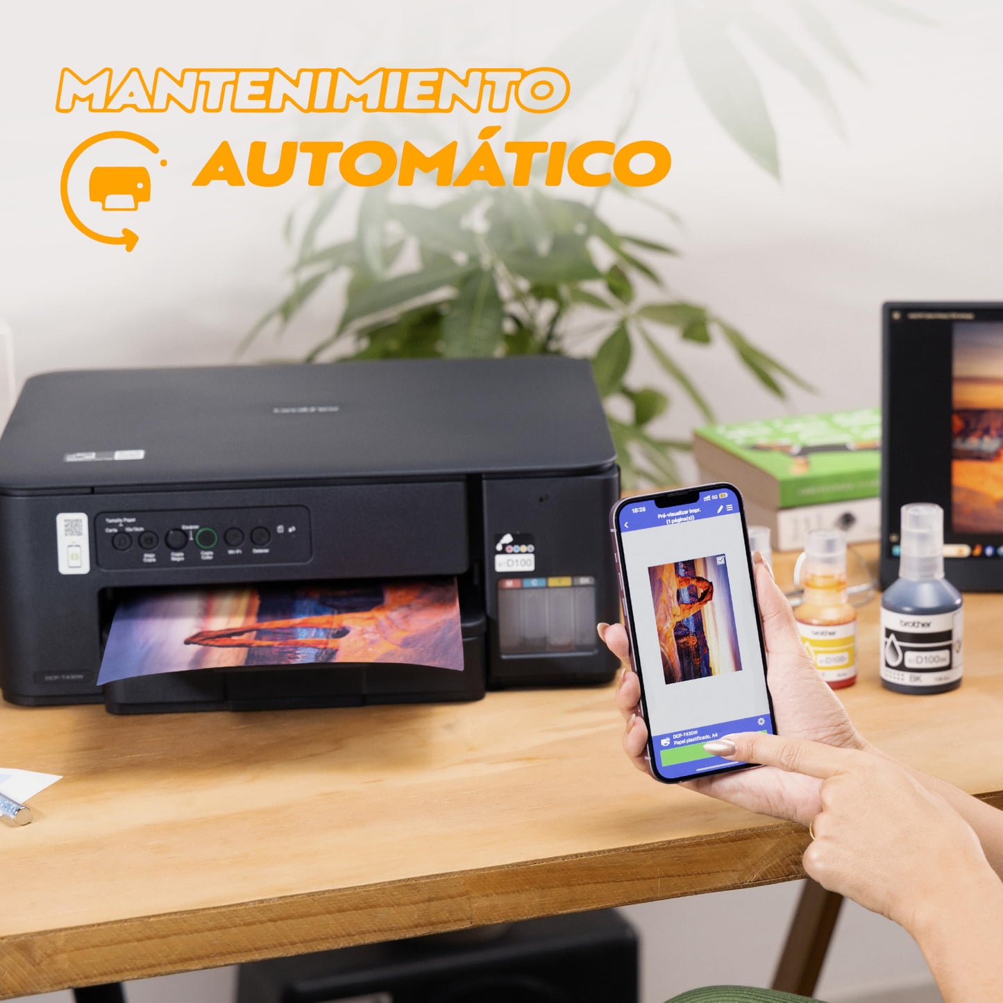 Brother Impresora Multifuncional 3 en 1 de Inyección de Tinta a Color DCPT430W | Tecnología InkBenefit Tank,Impresión Wi-Fi 5GHz,Tinta Recargable | Impresión 7,500 Págs.en Negro y 5,000 Págs.en Color