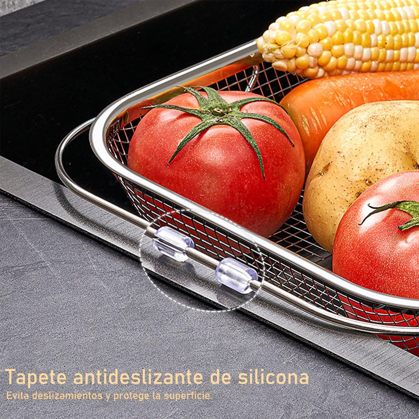 Colador de Acero Inoxidable ZIMRAHYG para Fregadero expandible