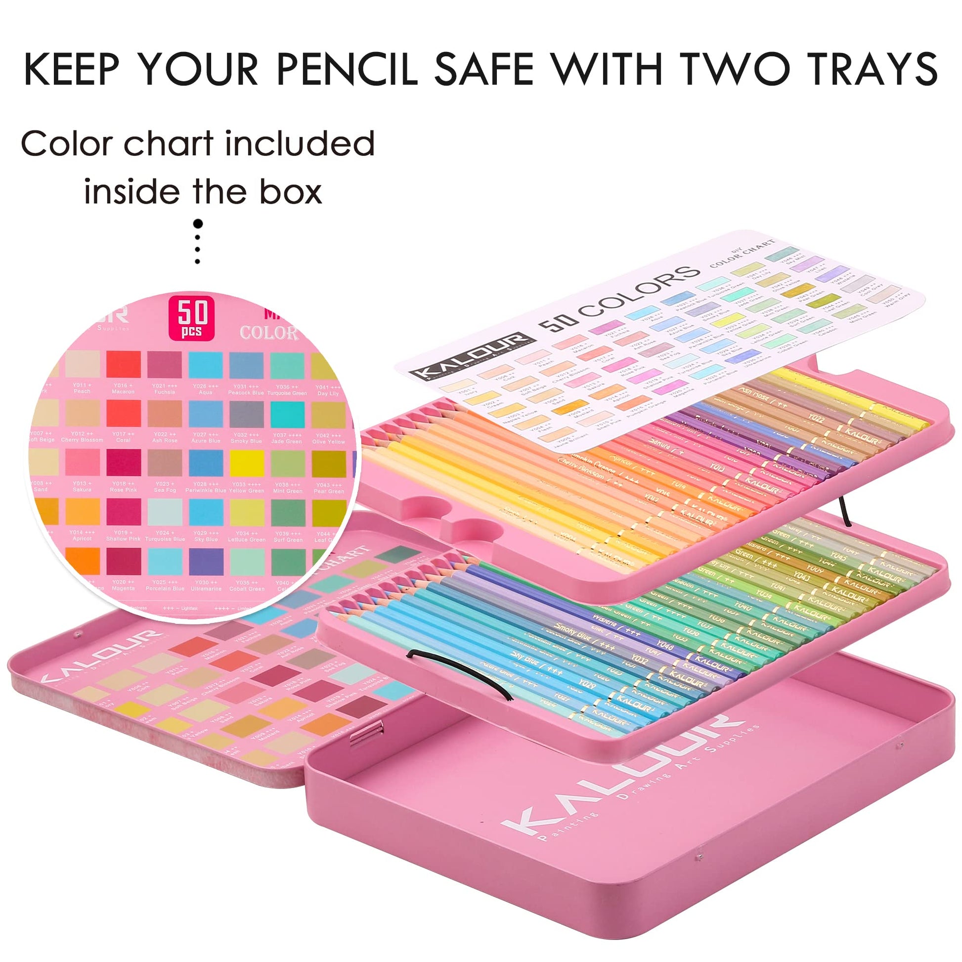 KALOUR - Lápices de colores pastel macarón, juego de 50 colores, núcleo suave para artistas, ideal para dibujar bocetos, sombra, lápices para colorear para adultos y niños principiantes