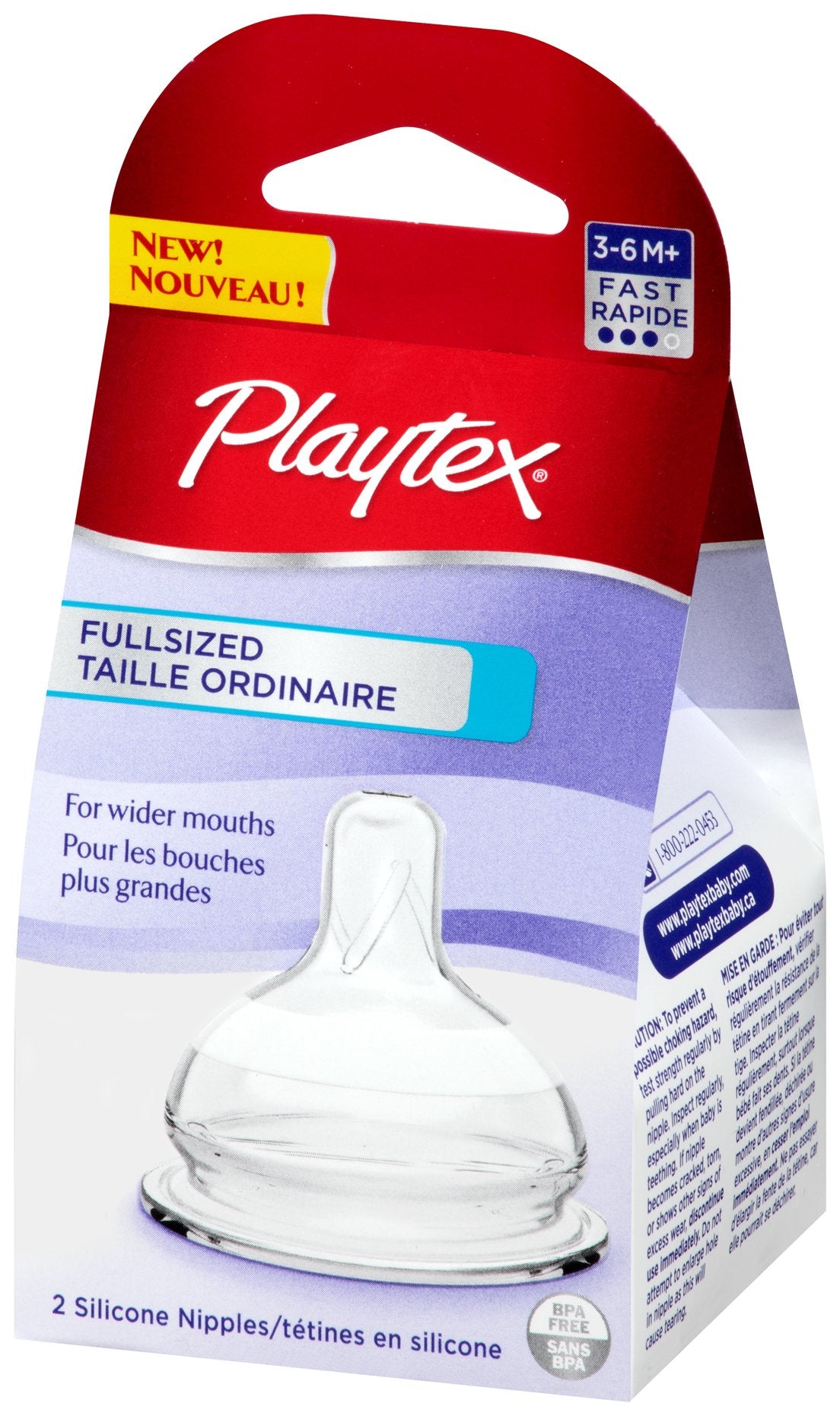 Pezón de Tamaño Completo Playtex Transparente Flujo Rápido (2 Unidades)