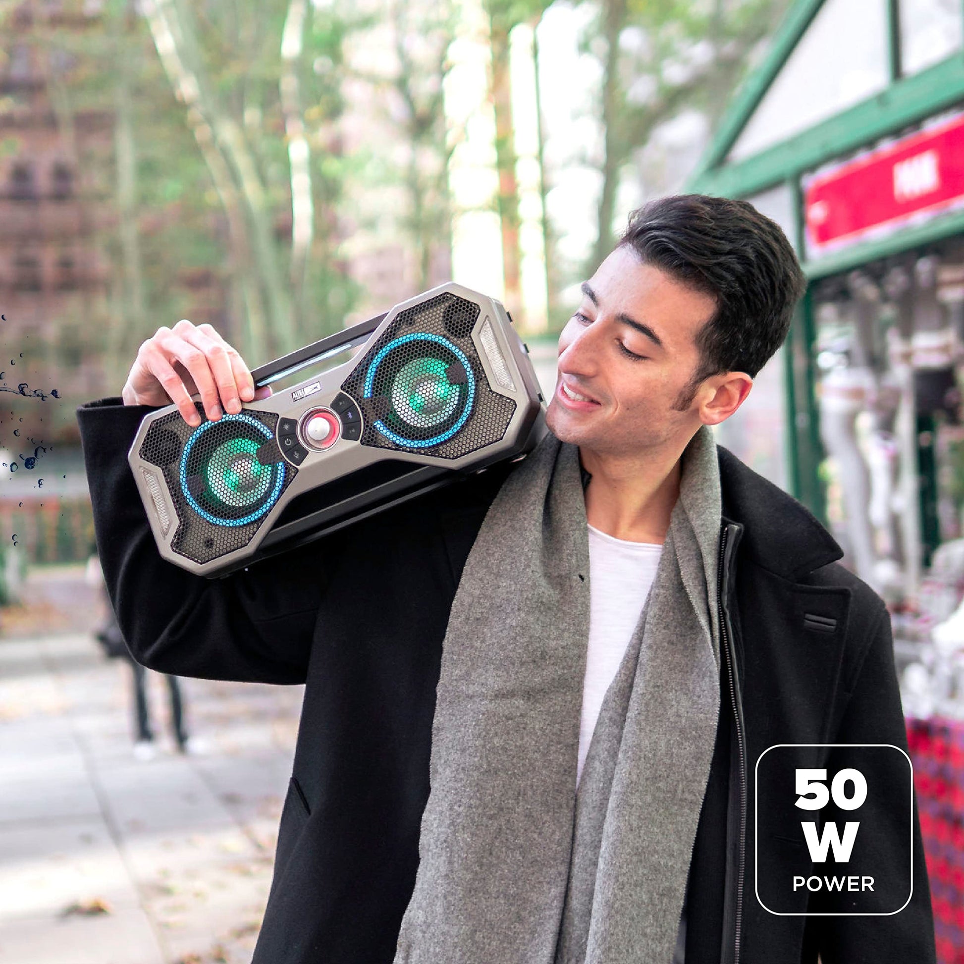 Altec Lansing Mix 2.0 - Altavoz Bluetooth Impermeable con Graves Fuertes, Altavoz portátil para Viajes y Uso al Aire última intervensión, Alcance de 100 pies y Tiempo de reproducción de 20 Horas