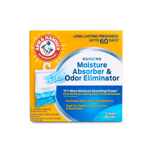Arm & Hammer - Amortiguador de humedad y eliminador de olores, 16 onzas, paquete de 6, explosiones limpias, absorbentes de humedad para clóset y habitaciones pequeñas, frescura duradera