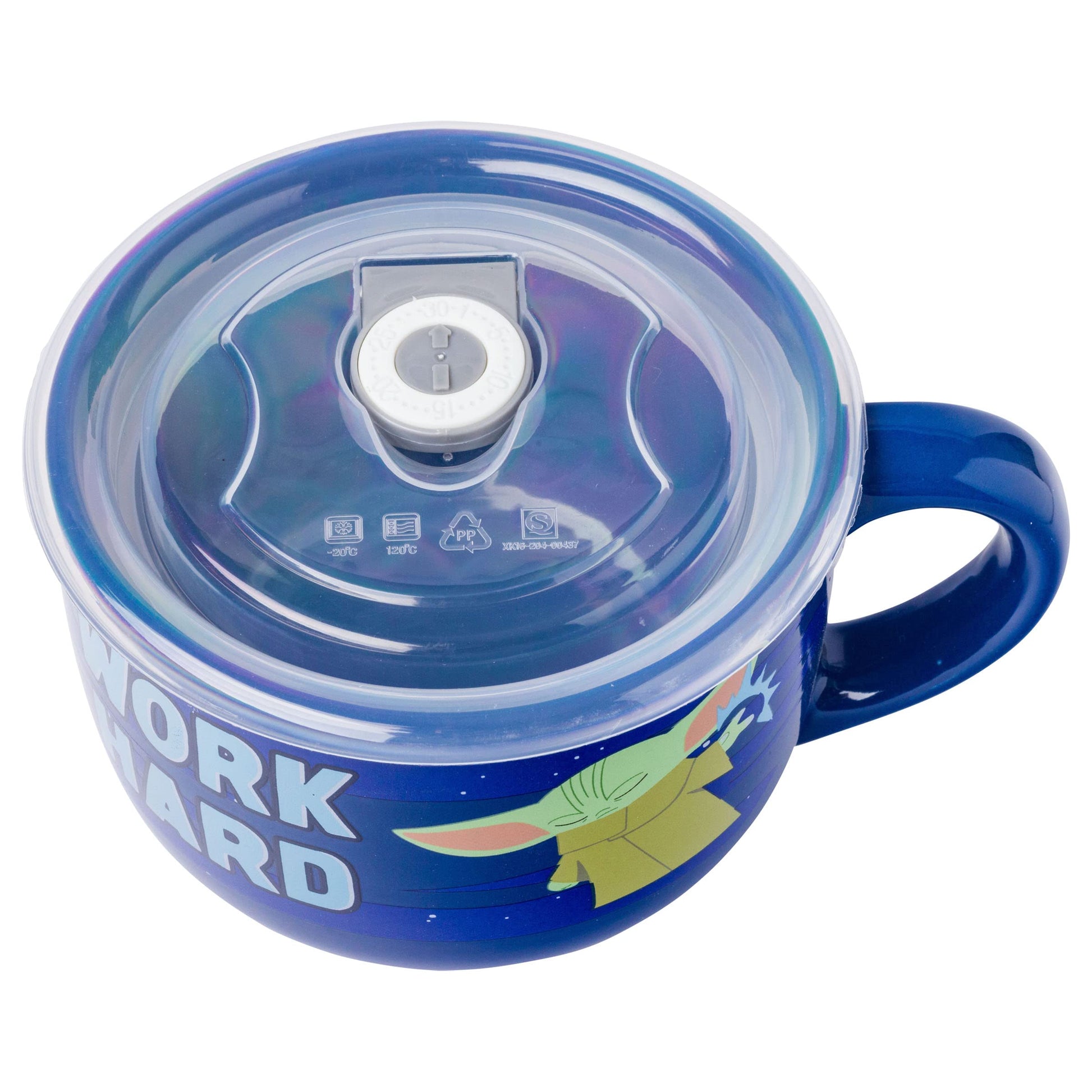 Taza de Sopa de Cerámica Silver Buffalo Star Wars The Mandalorian 24 Onzas con Tapa Ventilada