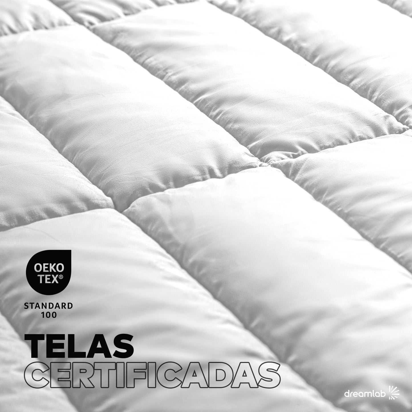 Edredón Acolchado Dreamlab Blanco Relleno de Microfibras Hipoalergénico King Size para Toda Estación