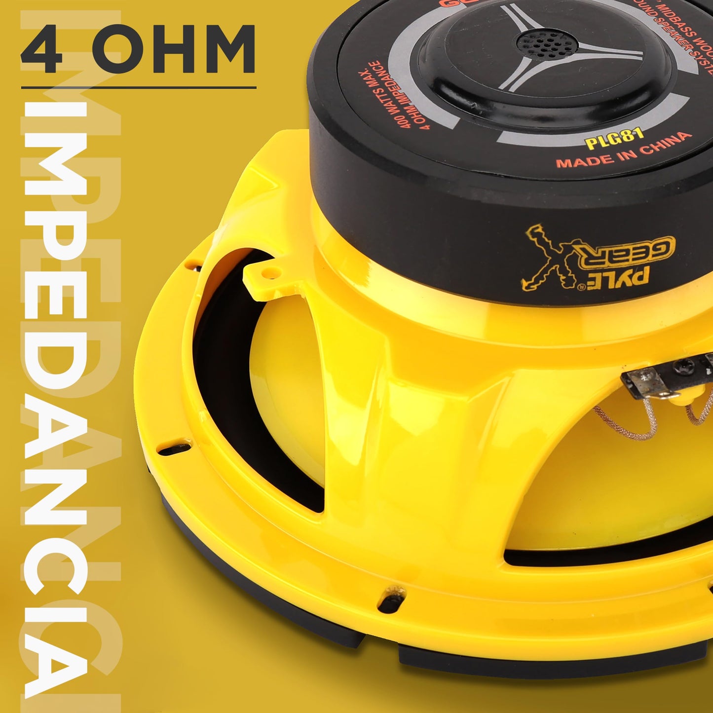 Pyle Bocina para Carro Midbass Pro de 8 Pulgadas, 400 Watts, 4 Ohms, Componentes de Medios Bajos, Bocinas de Sonido de Audio para Estéreo de Auto con Imán de 40 Onzas