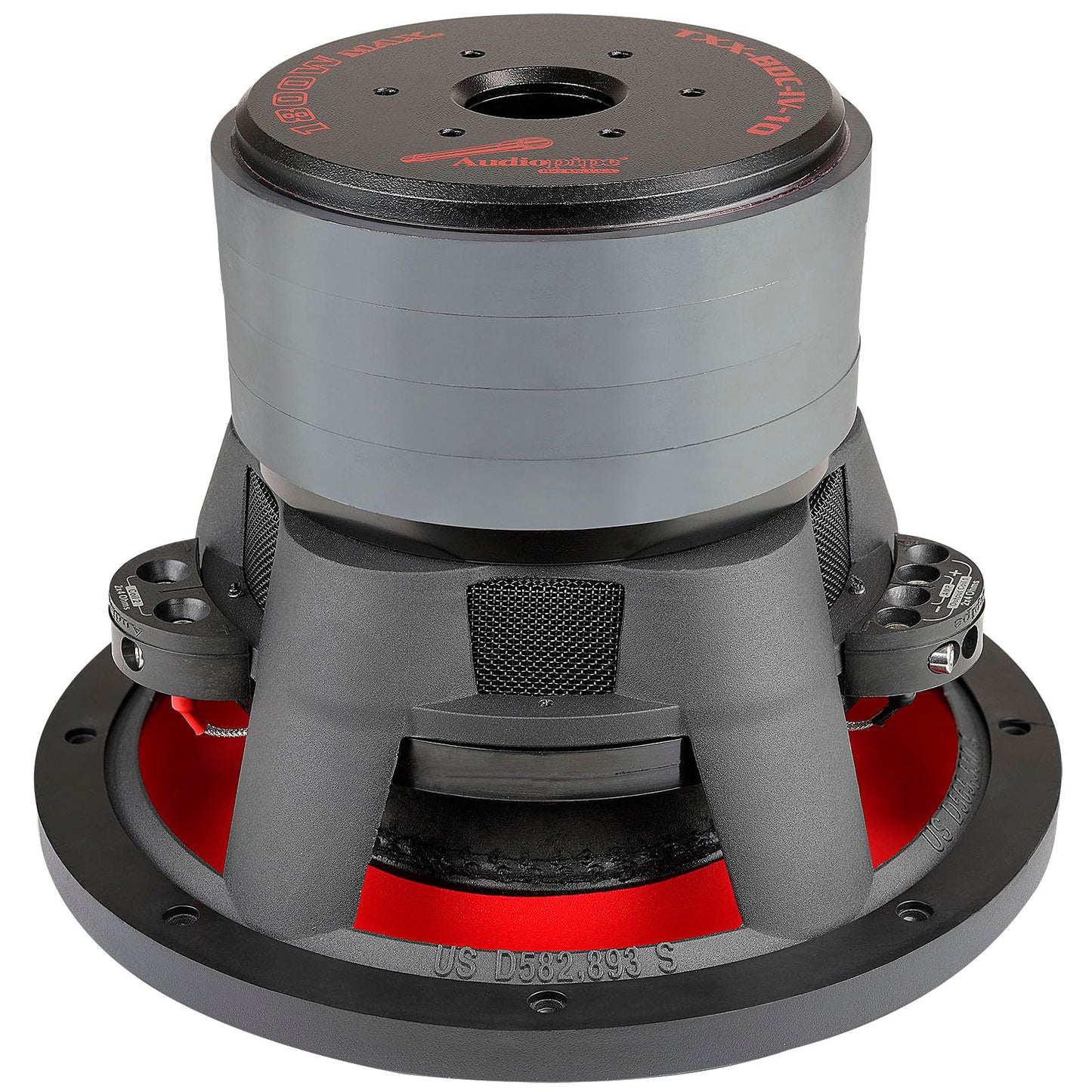 Audiopipe - Subwoofer de cono compuesto de pila cuádruple de 10 pulgadas (TXX-BDC-IV-10), rendimiento superior, 1800 W, 4 imanes, bobina de voz BASV, cesta de aluminio, conexión múltiple, cono de