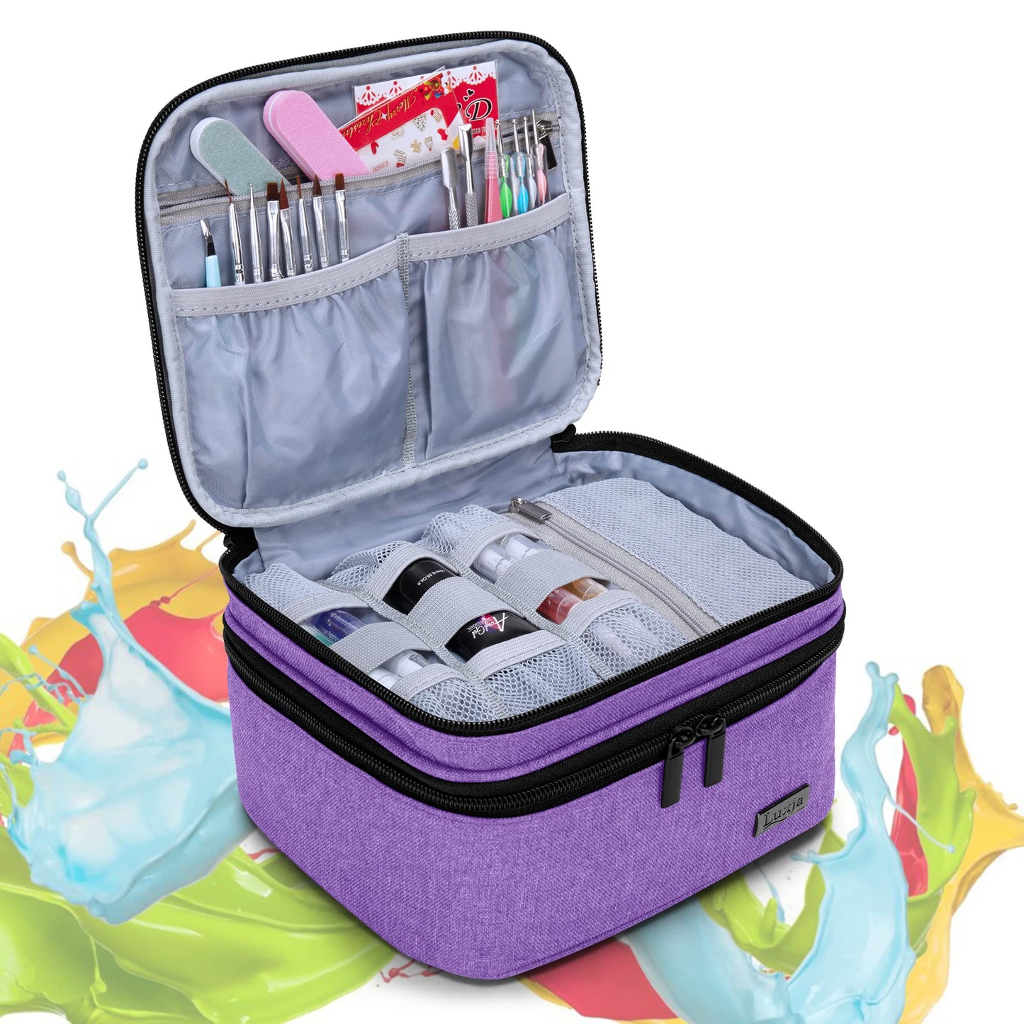 Luxja Nail Polish Carrying Case - Holds 20 Bottles (15ml - 0.5 fl.oz) or 30 Bottles (7ml - 0.27 fl.oz), Portable Organizer Bag for Nail Polish and Manicure Set, Purple