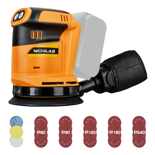 Lijadora Nichilas Orbit DEWALT 20 V 5 Pulgadas con Colector de Polvo