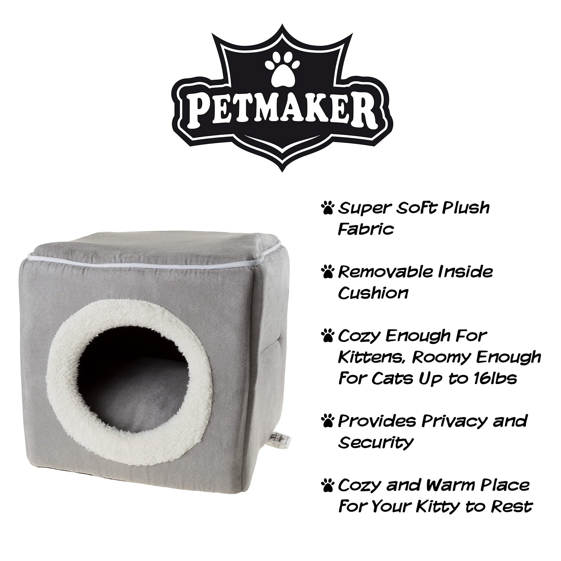 Petmaker Cat Pet Bed, Cave, Soft Indoor Enclosed Covered Cavern/House for Cats, Kittens, and Small Pets