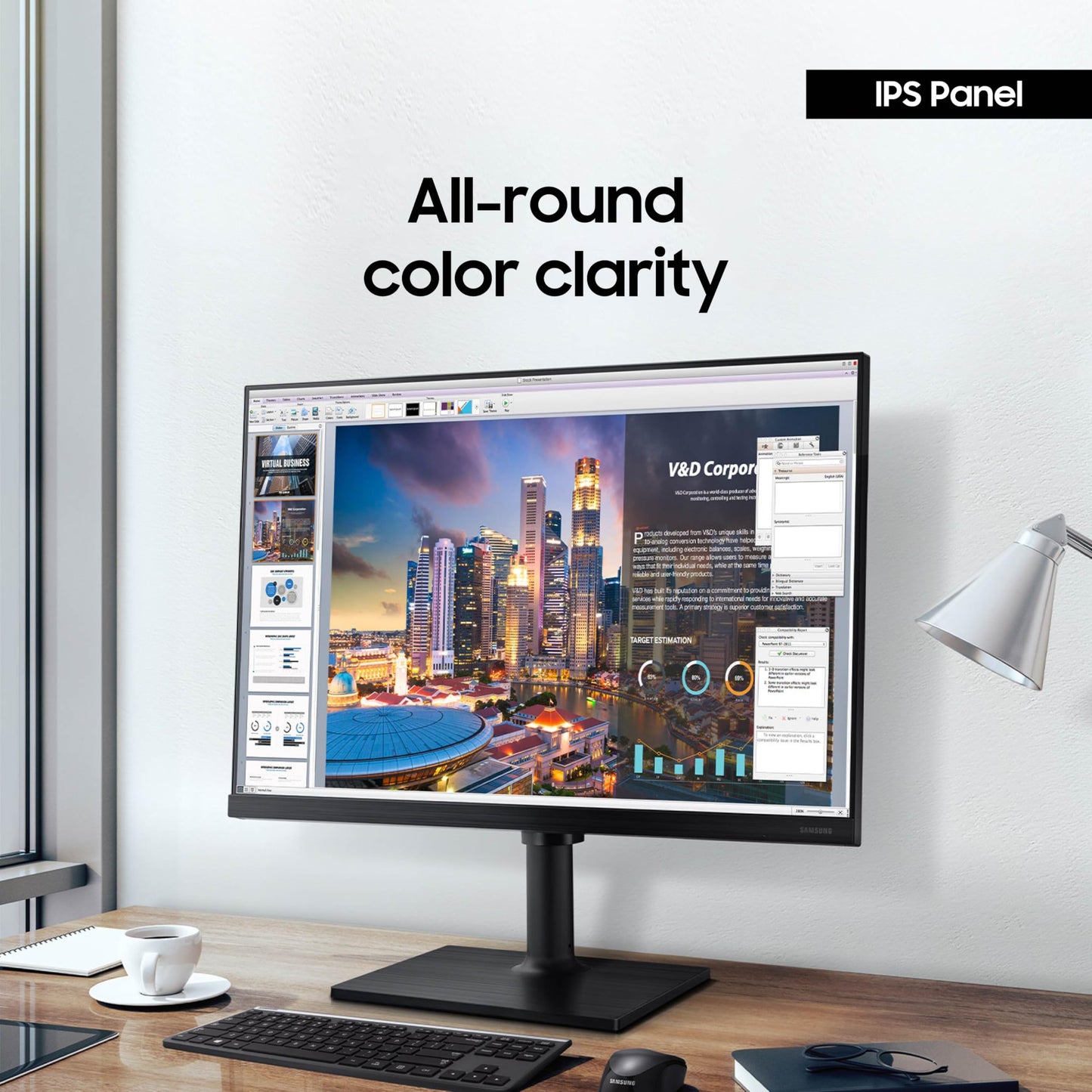 SAMSUNG FT45 Series Monitor de computadora FHD 1080p de 24 Pulgadas, 75 Hz, Panel IPS, HDMI, DisplayPort, concentrador USB, Soporte de Altura Ajustable, WRNTY de 3 años (LF24T454FQNXGO), Negro