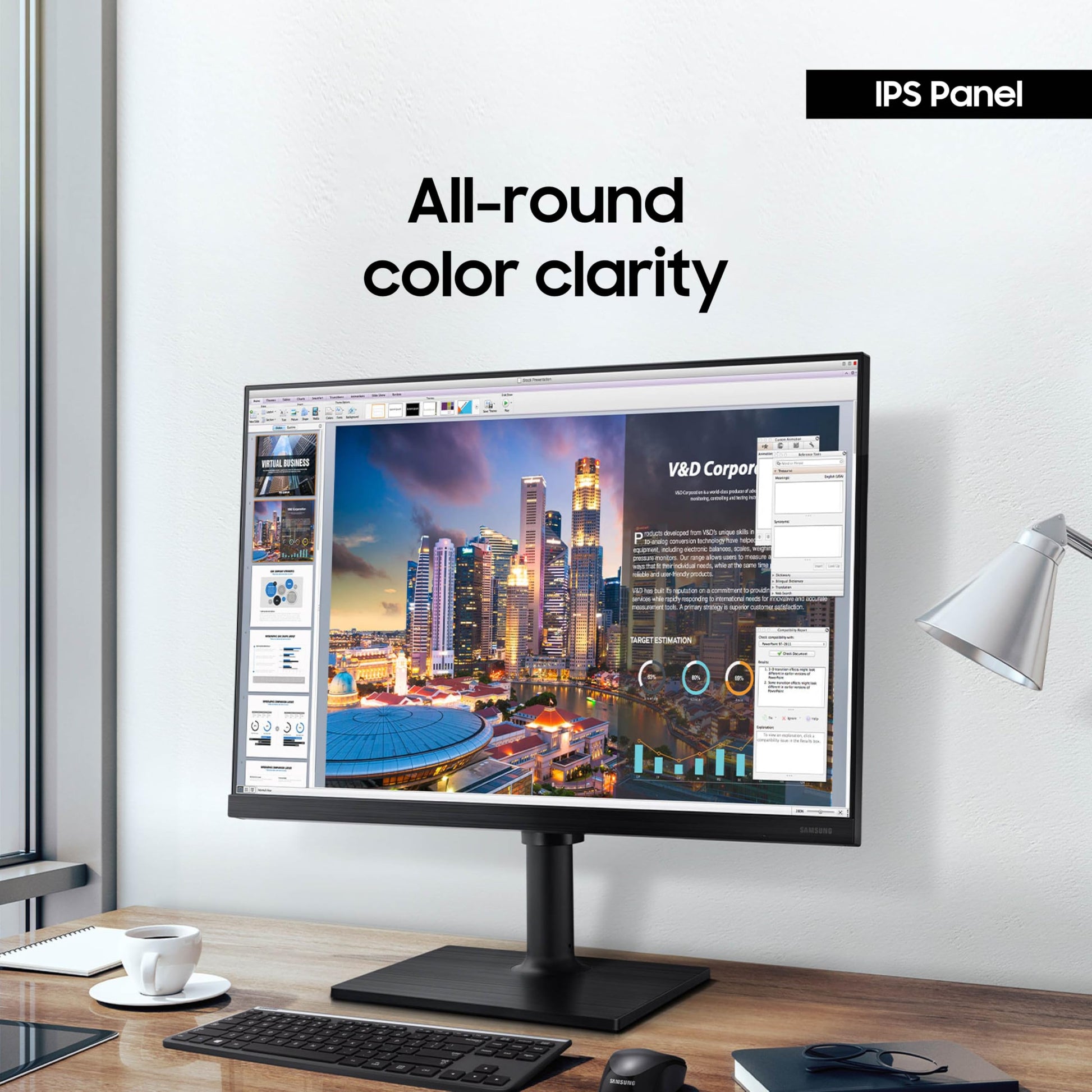 SAMSUNG FT45 Series Monitor de computadora FHD 1080p de 24 Pulgadas, 75 Hz, Panel IPS, HDMI, DisplayPort, concentrador USB, Soporte de Altura Ajustable, WRNTY de 3 años (LF24T454FQNXGO), Negro