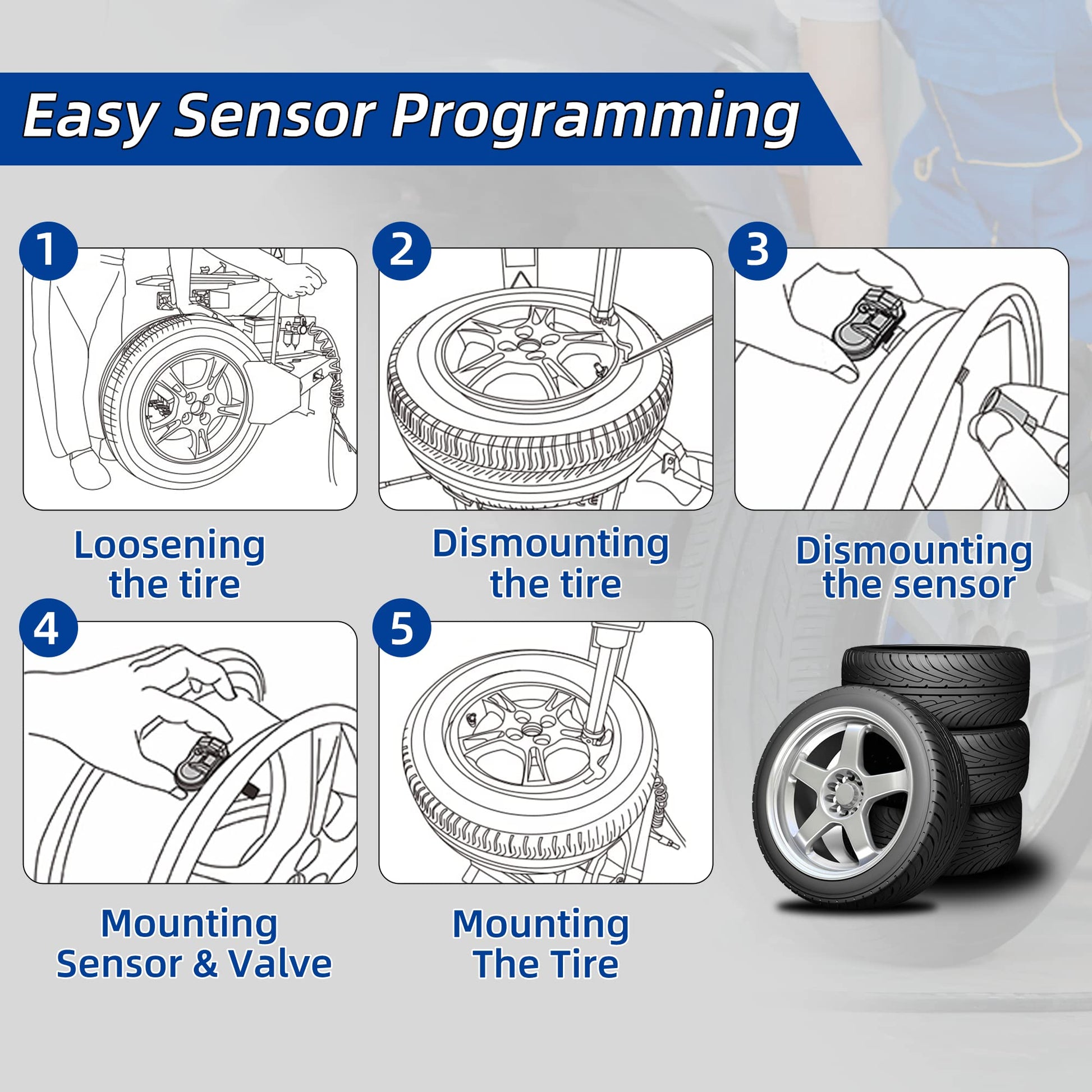 RENECTIV TPMS Sensor, 315MHZ Sistema de monitoreo de presión de neumáticos de repuesto para GM Chevy Buick GMC Pontiac Hummer Saturn OE#13598771 13586335 13581558 13598772 (4 piezas)