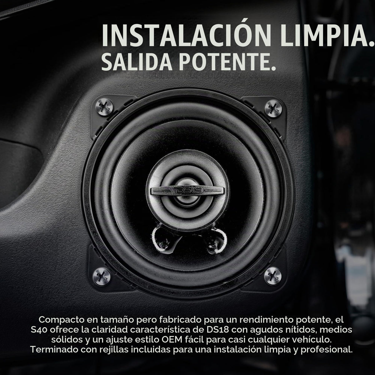Altavoces Coaxiales DS18 Negro Mate 4 Pulgadas 120W para Coche