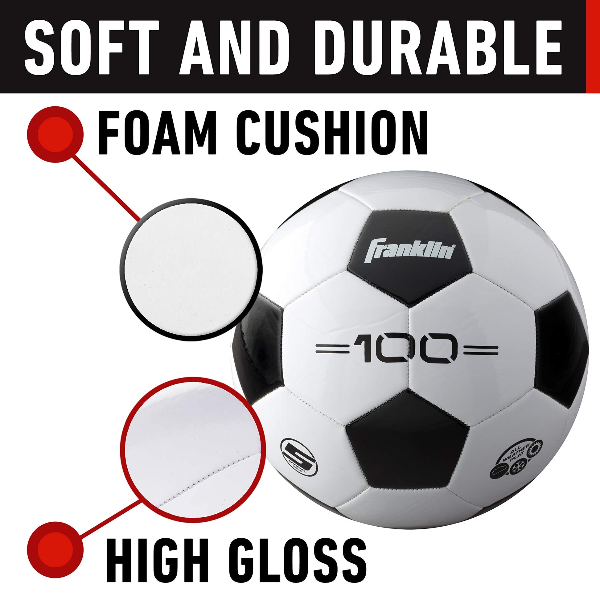 Franklin Sports Competition F-100 Balón de fútbol, Tamaño 5, 12 balones desinflados con Bomba, Blanco, 5
