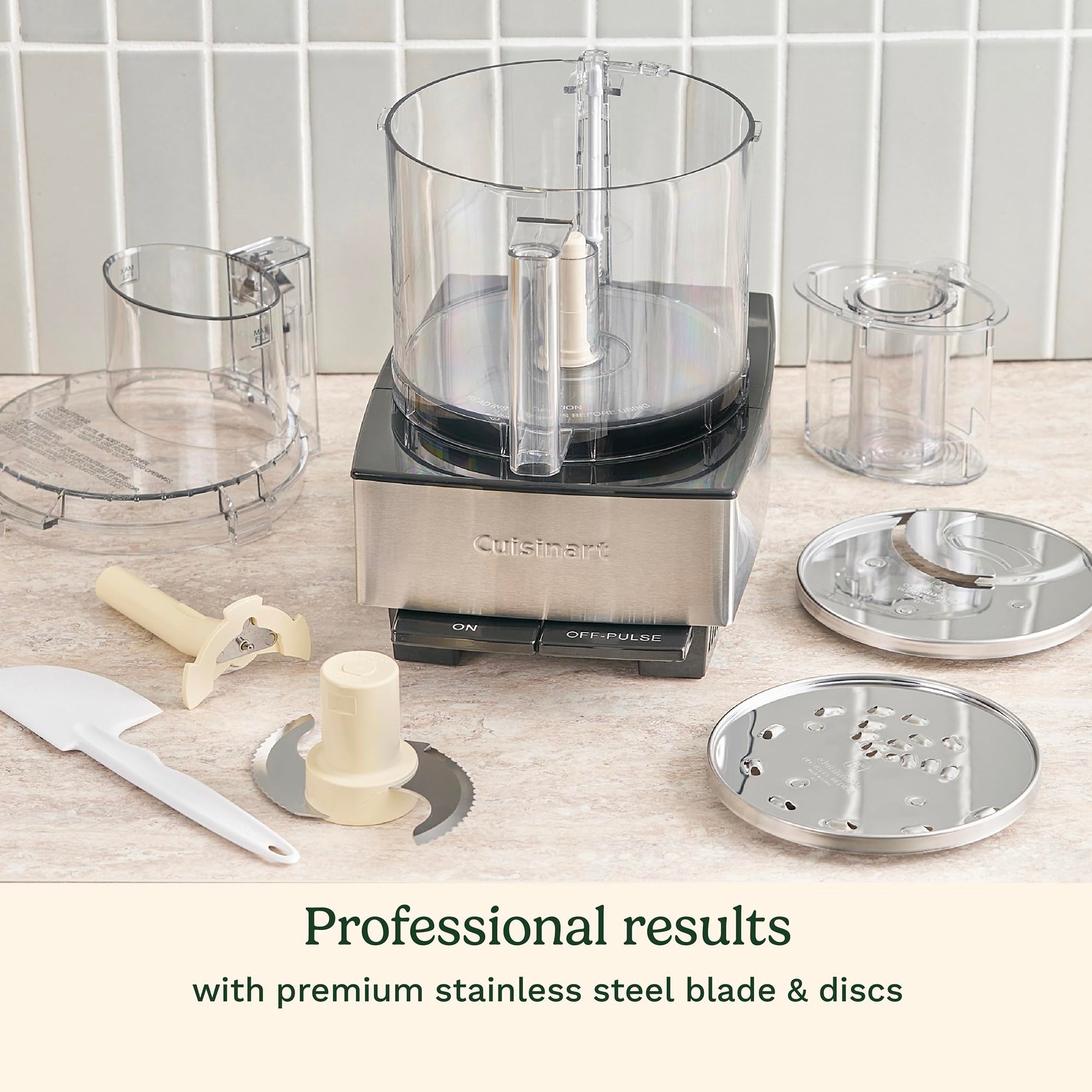 Cuisinart DFP-14BCNY - Procesador de alimentos para picar, picar, triturar, puré y amasar masa, acero inoxidable, DFP-14BCNY