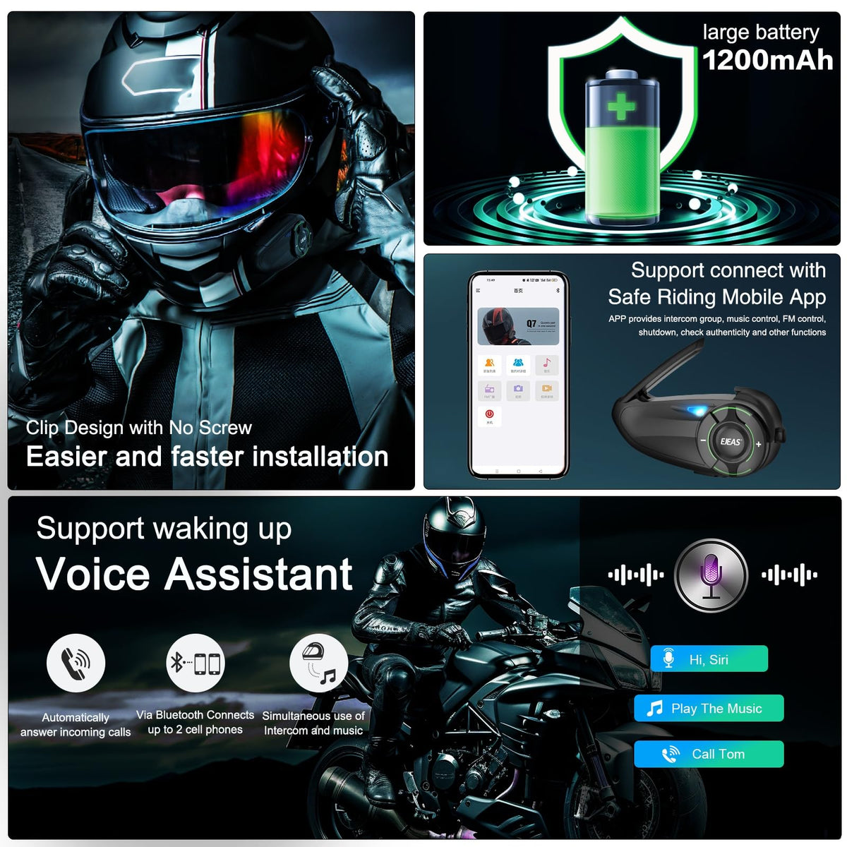 Auricular Bluetooth para Casco de Motocicleta iSunergy Mesh 3.0 Negro con Cancelación de Ruido CVC, Impermeable IP67 y Compatibilidad para 6 Pilotos