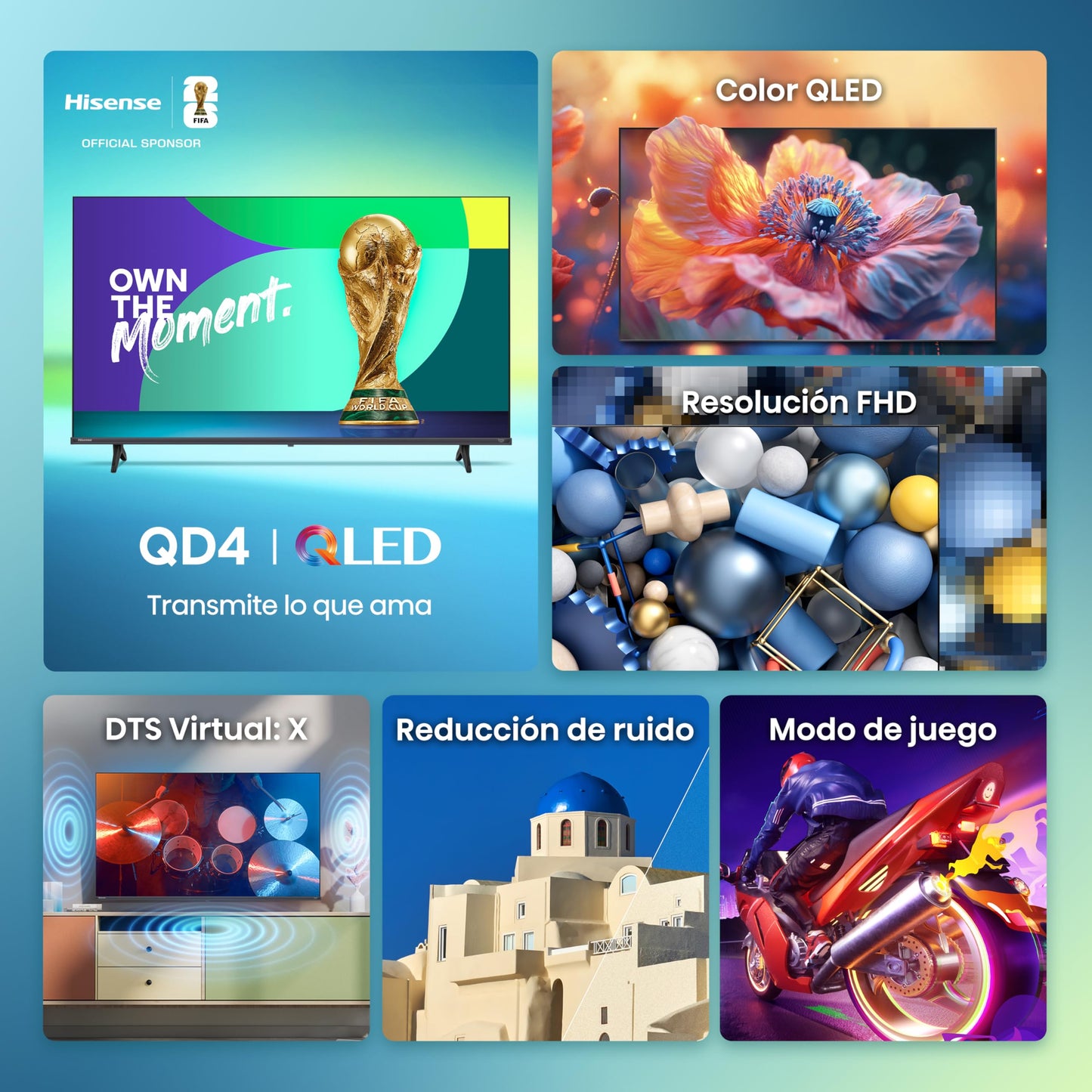 Hisense Television QD4QFM(Modelo 2025) Pantalla 40 Pulgadas, Smart Fire TV FHD,Color QLED,Modo de Juego,Dolby Audio,Comparte en tu TV,Reducción de Ruido