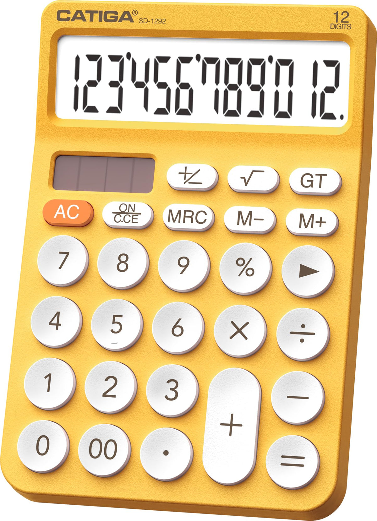 Calculadora Básica CATIGA LCD Grande Negro Energía Solar y Batería de Doble Potencia