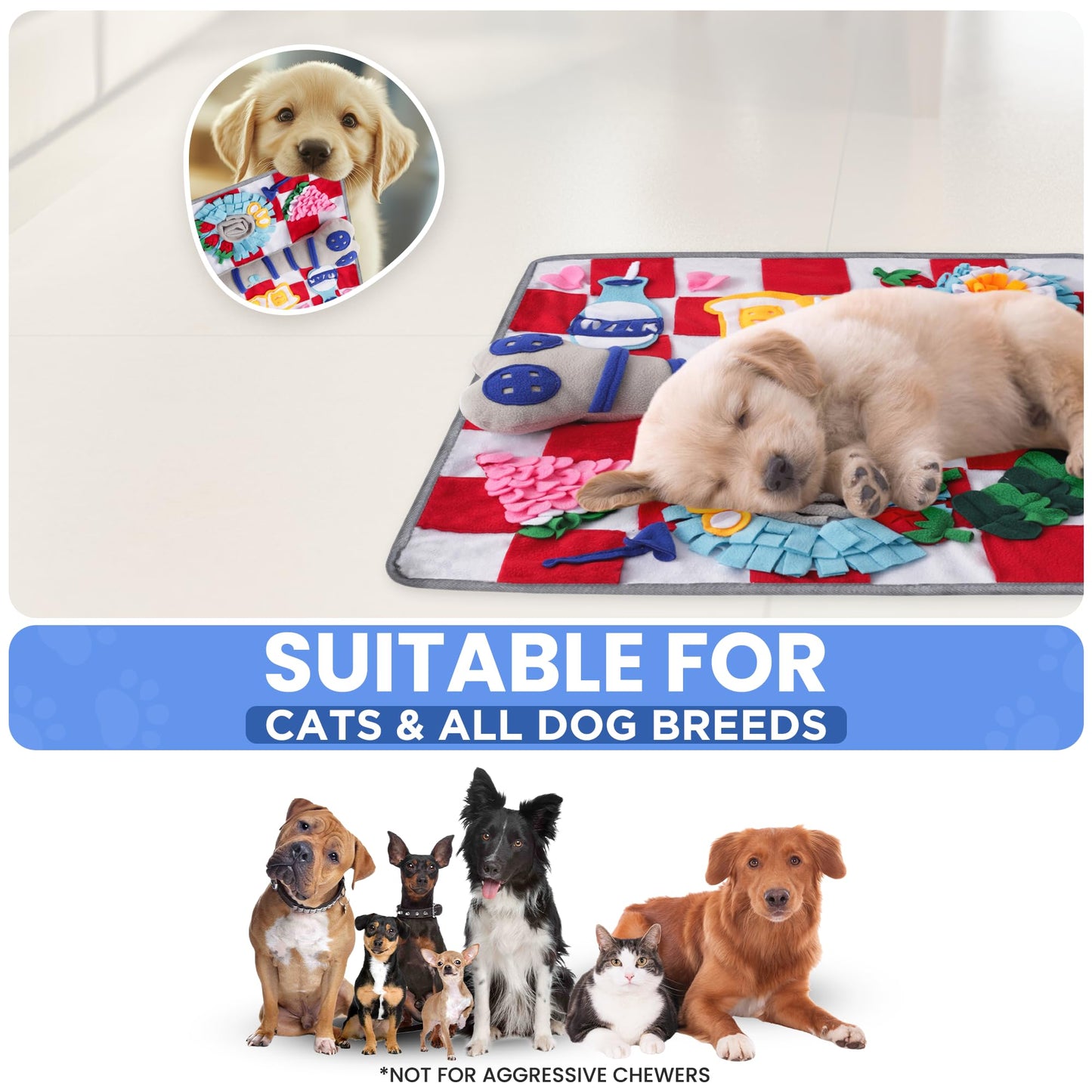 LUFTPETS Alfombrilla para olfatear para Perros de Razas Grandes (Hueso), Juguetes de enriquecimiento para Perros Que chirrían y Alfombrilla para olfatear, Mantiene a Las Mascotas ocupadas, ralentiza