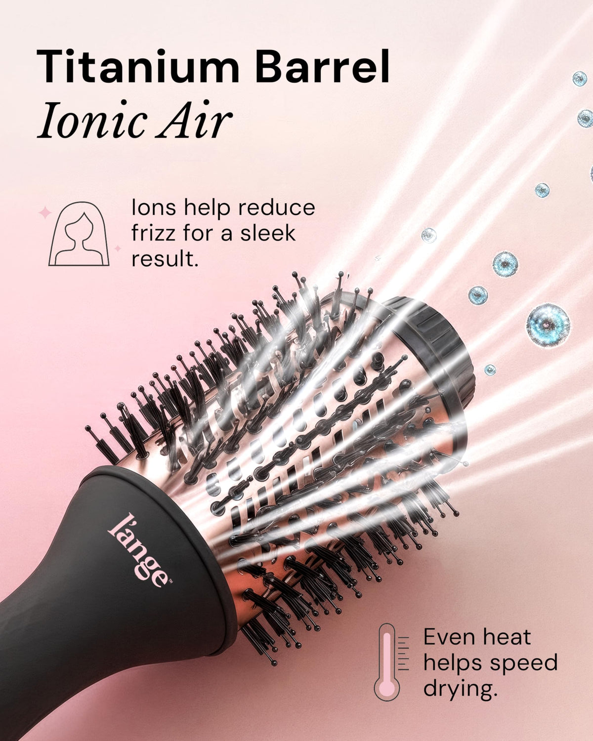 Cepillo Secador de Titanio L'ANGE HAIR Negro 2 en 1 para Cabello Suave y sin Frizz