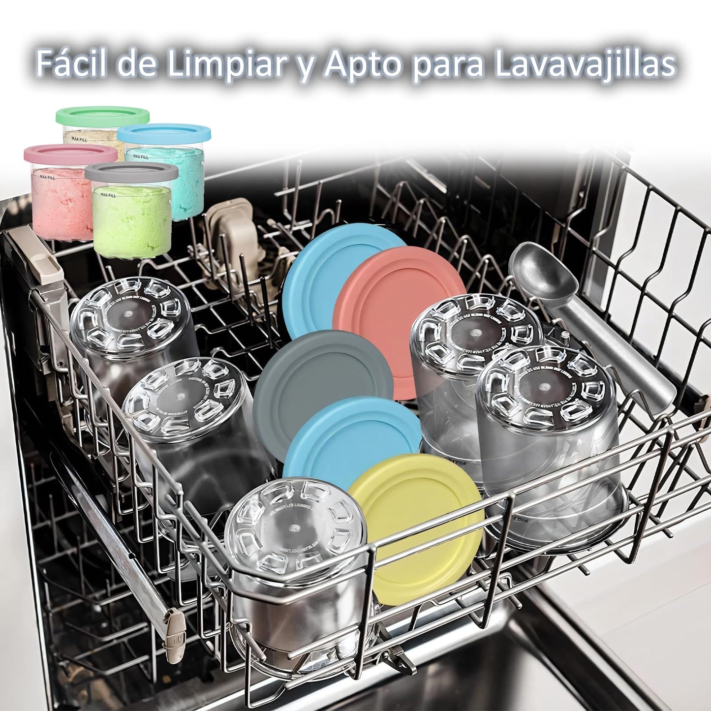 Recipientes de Repuesto Ninja Creami para Pintas y Tapas Sellados Colores