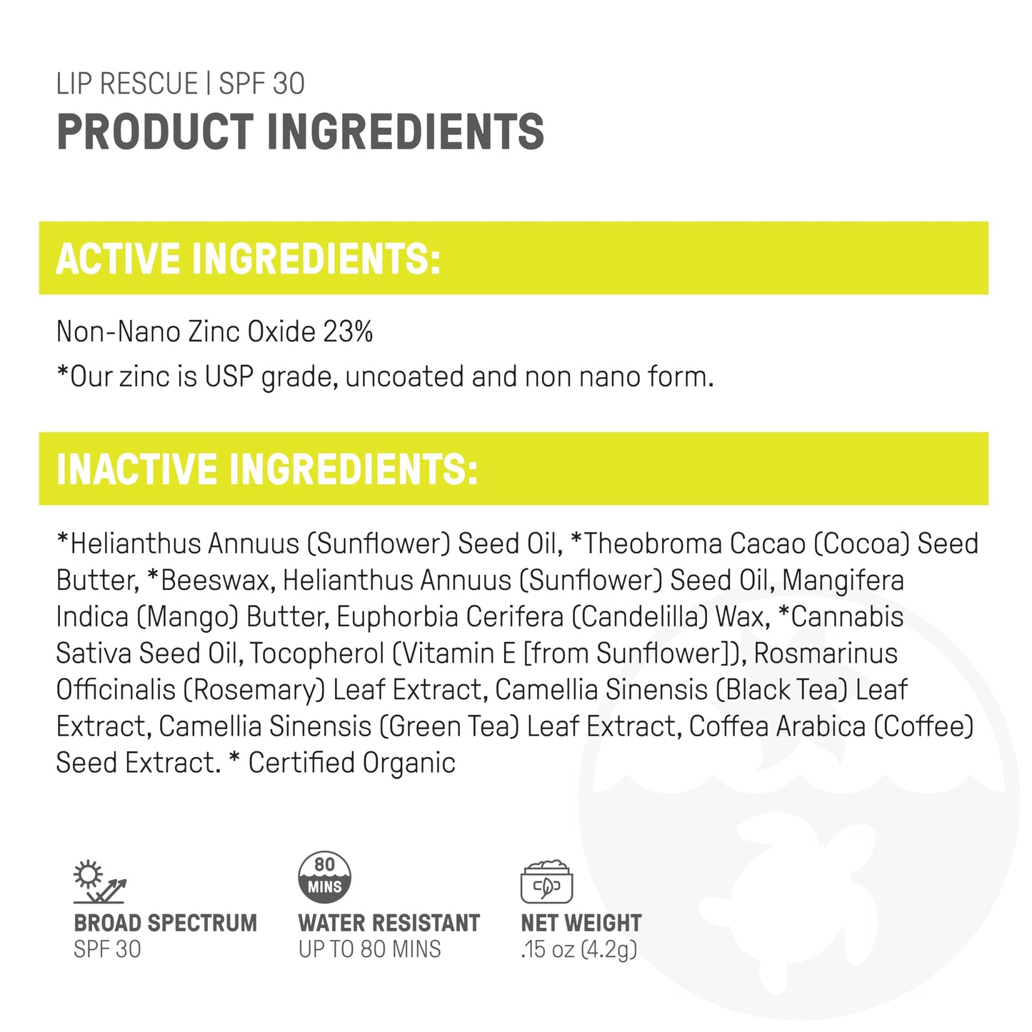 Protector Solar Labial Raw Elements Natural Certificado Zinc Oxide Orgánico Resistente al Agua Seguro para Arrecifes SPF 30+