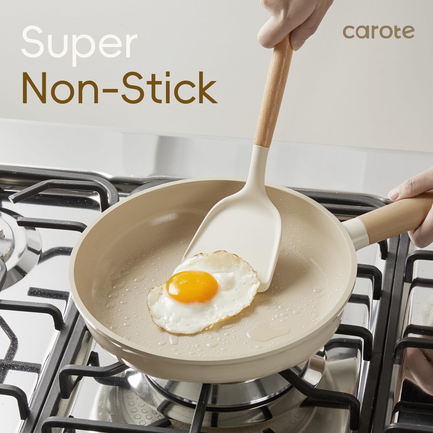 CAROTE - Juego de 12 ollas y sartenes, juegos de utensilios de cocina de cerámica antiadherentes, utensilios de cocina de inducción antiadherentes, juego de cocina de granito con sartenes y cacerola