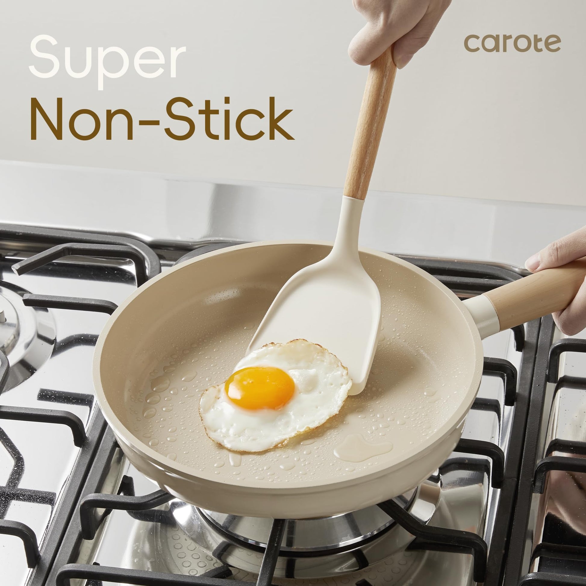 CAROTE - Juego de 12 ollas y sartenes, juegos de utensilios de cocina de cerámica antiadherentes, utensilios de cocina de inducción antiadherentes, juego de cocina de granito con sartenes y cacerola