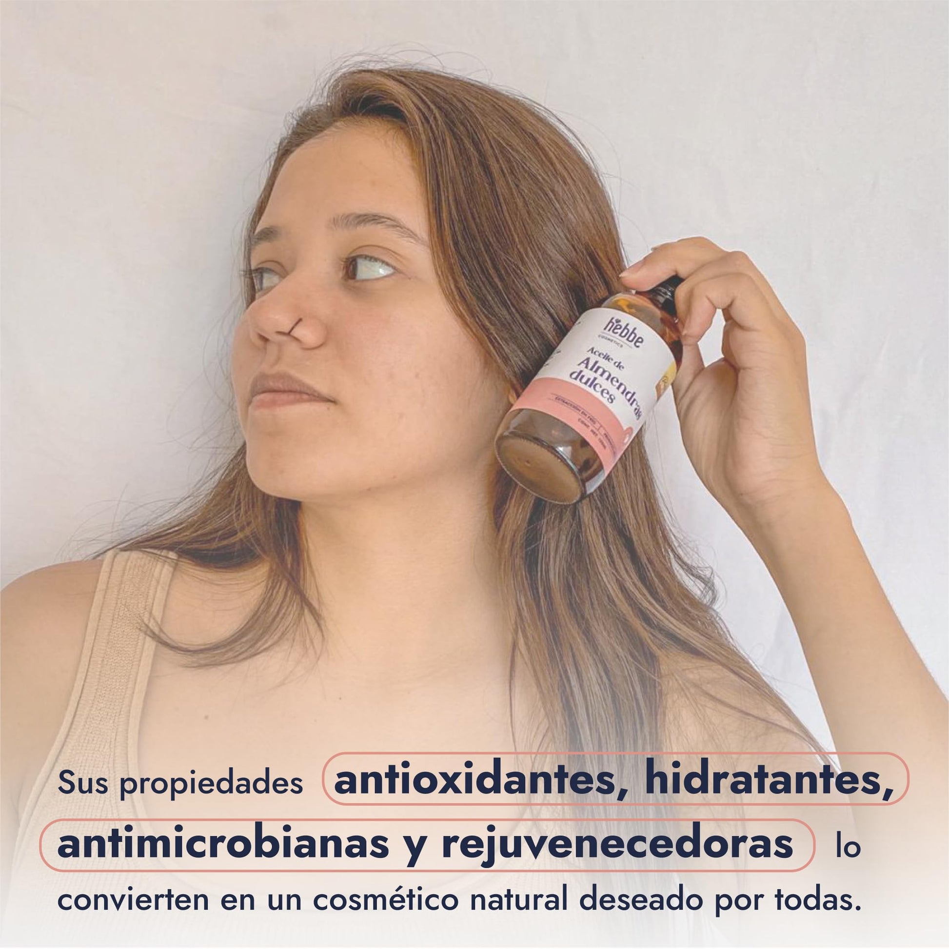 HEBBE - ACEITE DE ALMENDRAS DULCES | Hidratante Natural | Mejora Afecciones Cutáneas | Anti-Envejecimiento Facial | Estimula Crecimiento Pestañas y Uñas | 120 ml | Orgánico y Vegano | Ideal para Masajes Relajantes