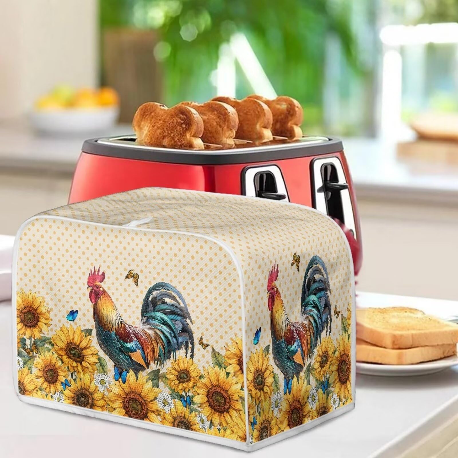 Psesaysky - Cubiertas impermeables para tostador de girasol, para cocina, pequeños electrodomésticos, protección contra el polvo, huellas dactilares, con gancho superior, 2 tostadoras