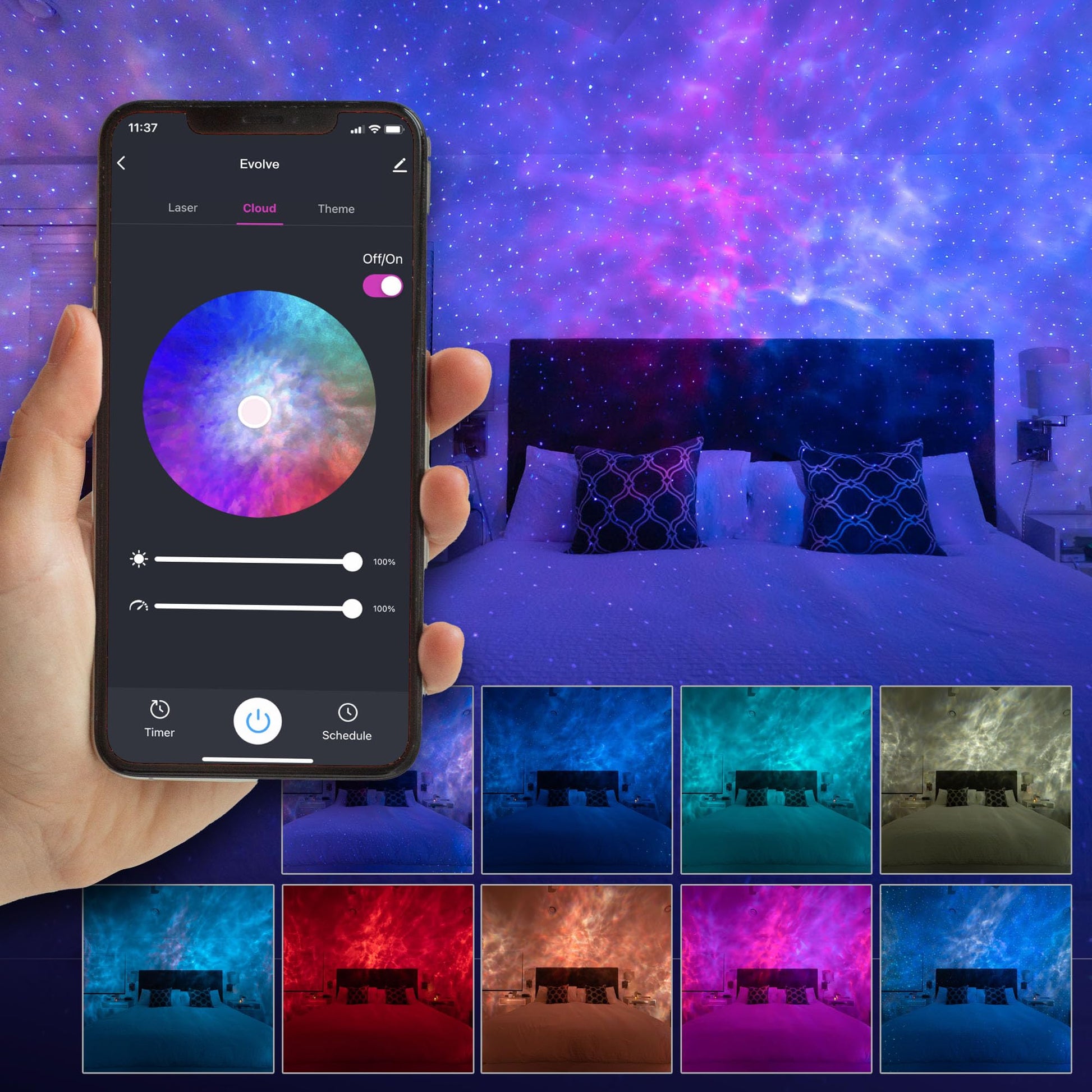 BlissLights Sky Lite Evolve - Proyector de estrellas, galaxias y nebulosa, LED, WiFi App (estrellas azules)