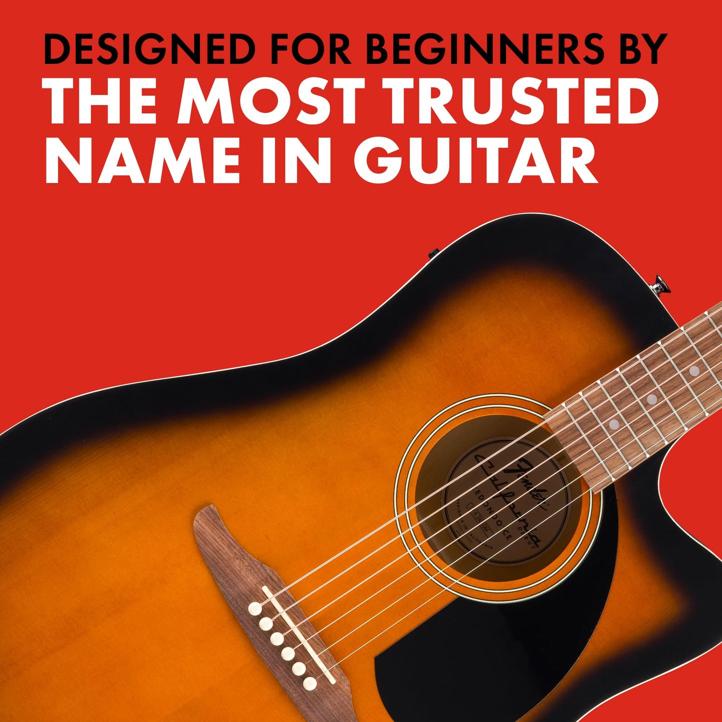 Fender Guitarra Electroacústica California Debut Redondo™ CE, Spruce Top, Black Pickguard, 2-Color Sunburst
