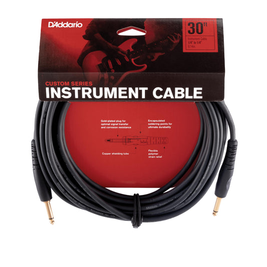 Cable de guitarra D'Addario Custom Series, cable de instrumento con conectores de 1/4", mono, extremo recto, 9 metros