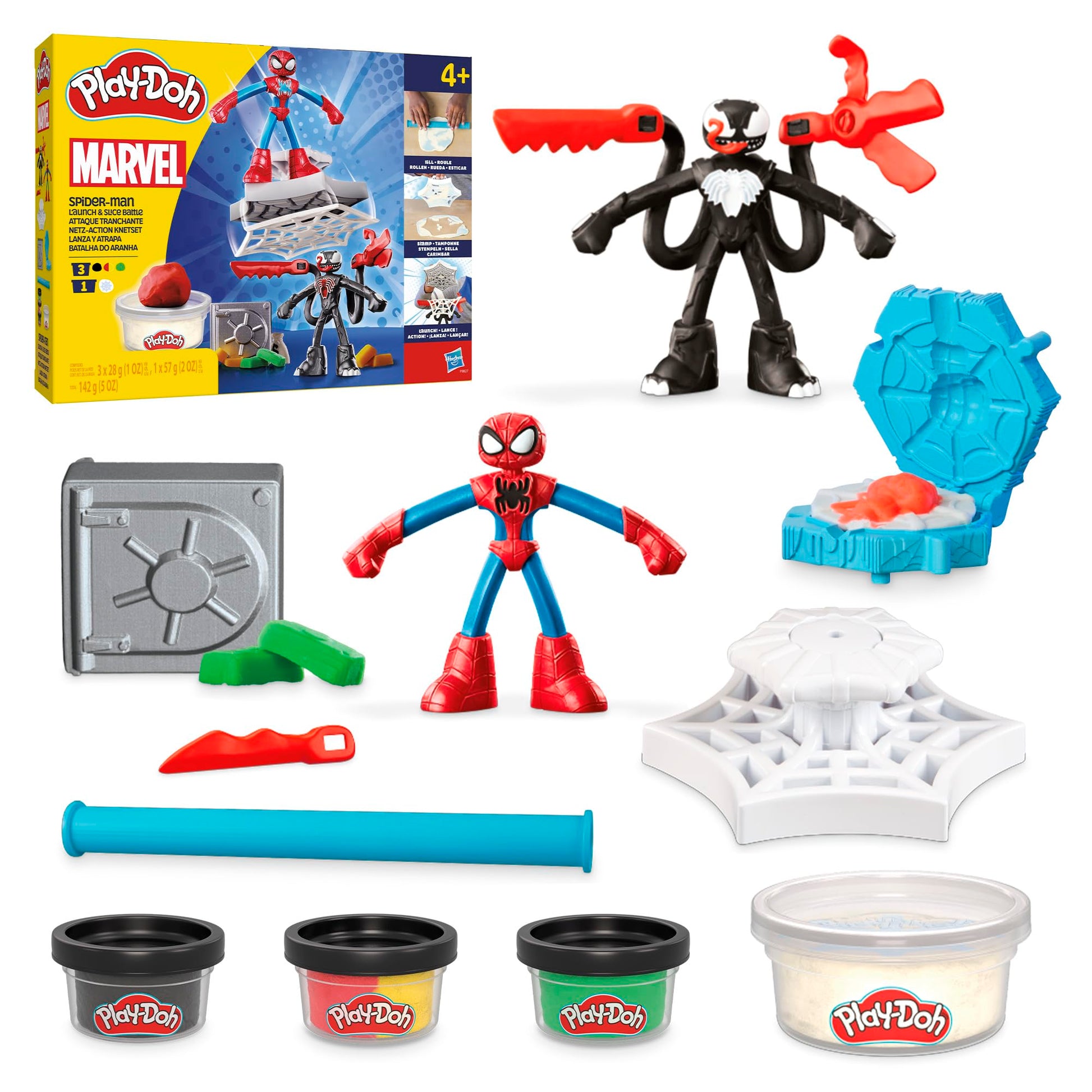 Set de Juego Play Doh Marvel Spider-Man Lanza y Atrapa con Figuras Flexibles y Accesorios para Niños y Niñas