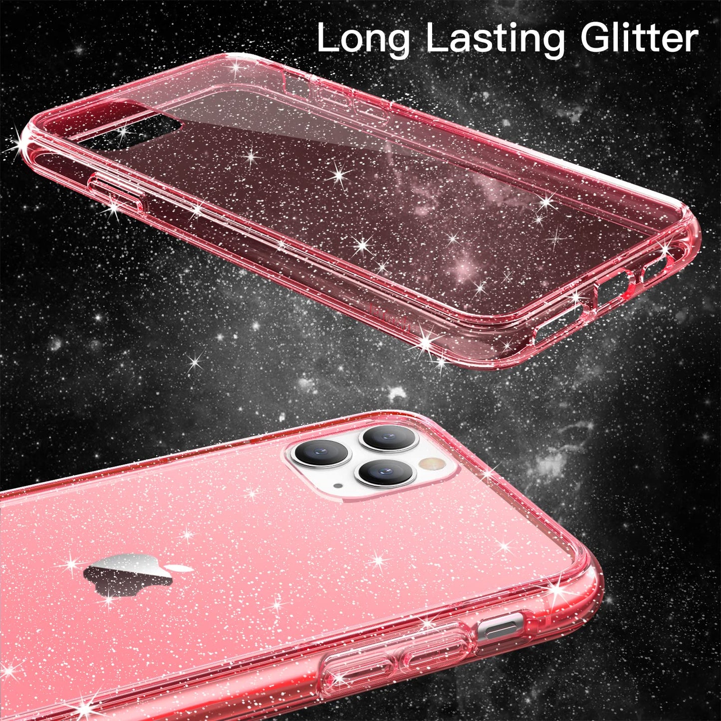 JETech Funda Glitter para iPhone 11 Pro, 5,8 Pulgadas, Carcasa Teléfono Bumper Antigolpes Bling Sparkle, Cute Brillante para Niñas y Mujeres (Rojo)