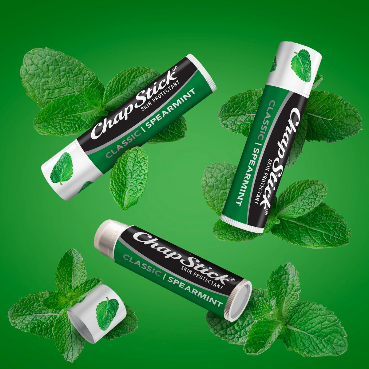 ChapStick Classic Spearmint - Tubos de bálsamo labial de menta verde ChapStick para el cuidado de los labios, 0.15 onzas