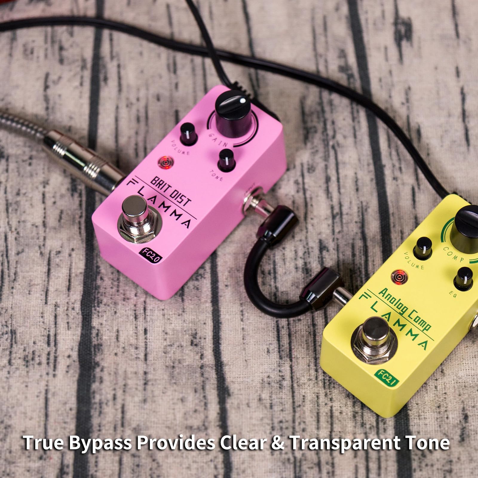 Pedal de Distorsión Flamma FC20 Alta Ganancia y Control Ajustable para Guitarra Eléctrica