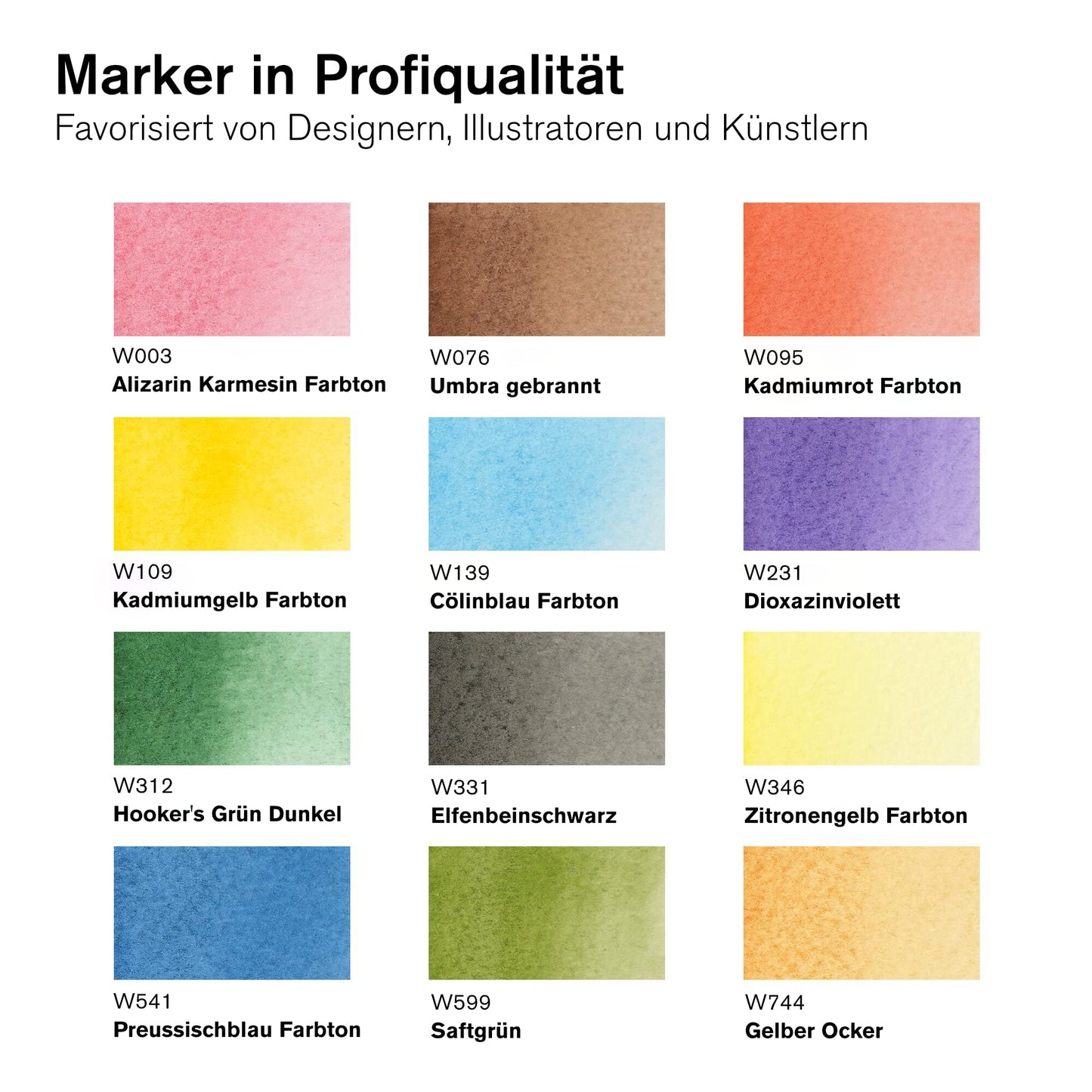 Winsor & Newton 290165 Promarker - Rotulador de acuarela, juego de 12, tonos básicos, 12 unidades