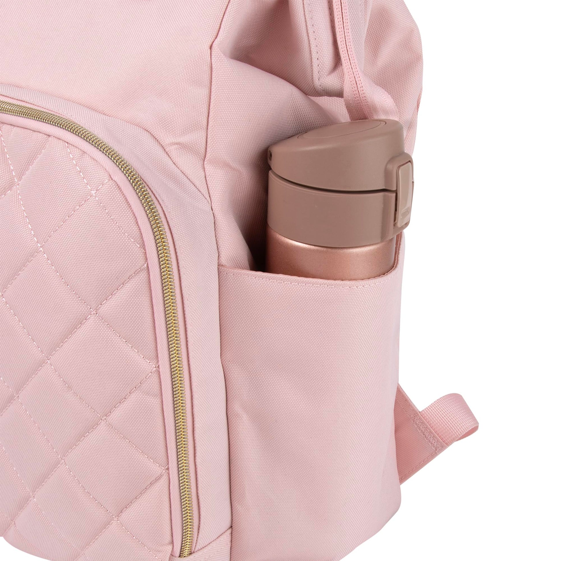 Baby Essentials - Mochila de pañales con marco principal súper enfriadora con cambiador, correas para carriola, compartimento aislado para botellas, Malva rosa, Mediano, Mochila para pañales