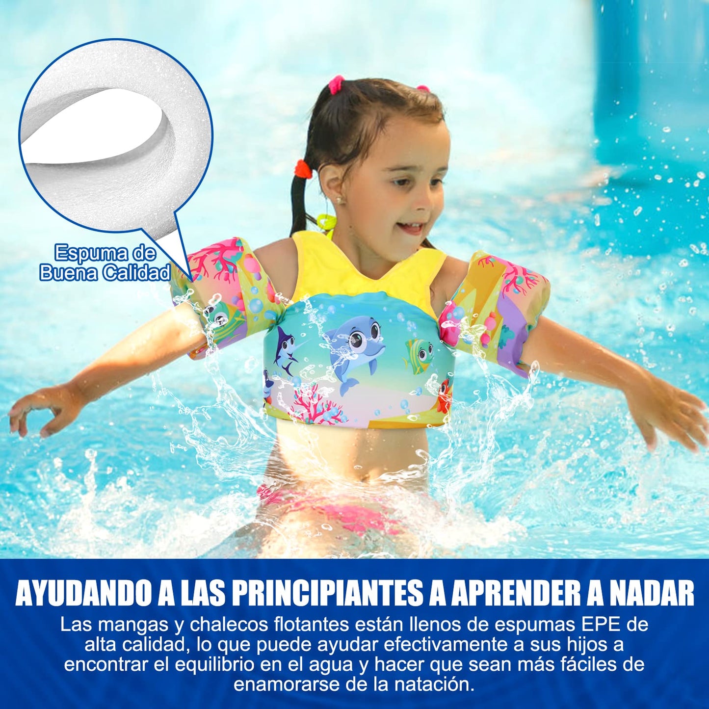Chaleco Salvavidas VVYY8985 Niño Ajustable para Piscina, Parque Acuático y Playa