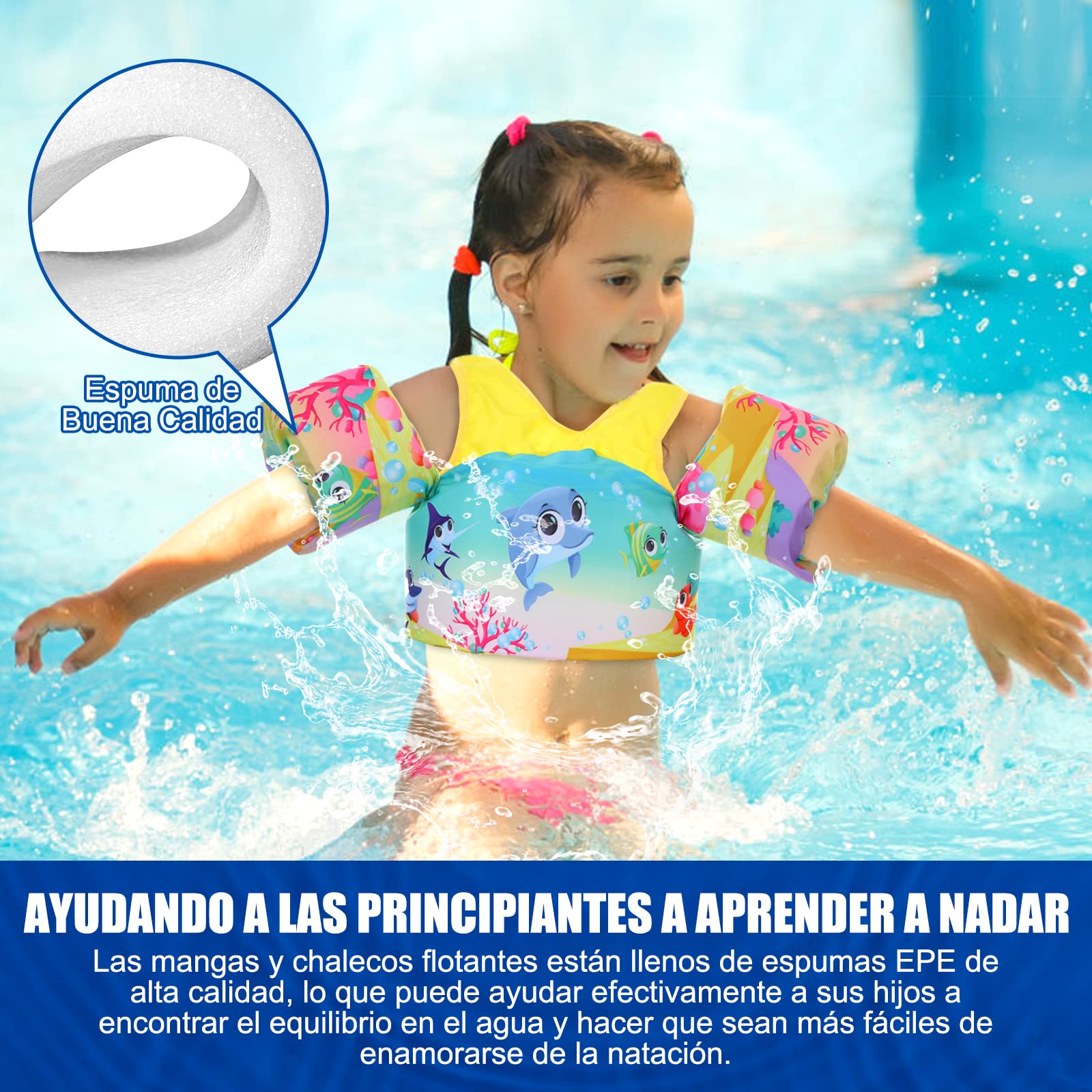 Chaleco Salvavidas VVYY8985 Niño Ajustable para Piscina, Parque Acuático y Playa