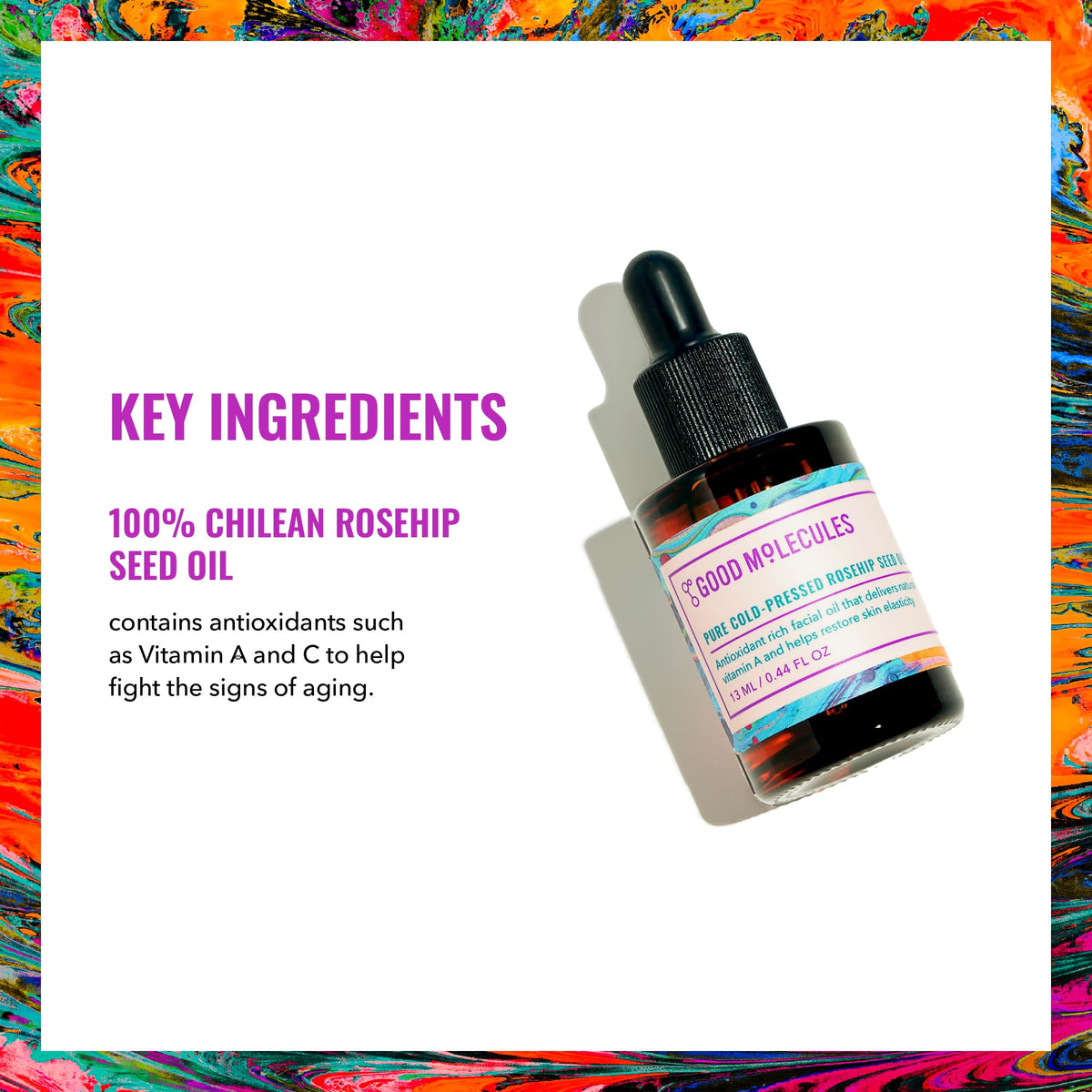 Good Molecules Pure Cold-Pressed Rosehip Seed Oil 13ml / 0.44oz - Moisturizing, Anti-Aging, Antioxidant-rich Face Oil to Plump, Balance, Hydrate - Sustainably Grown, Fragrance-Free, Vegan