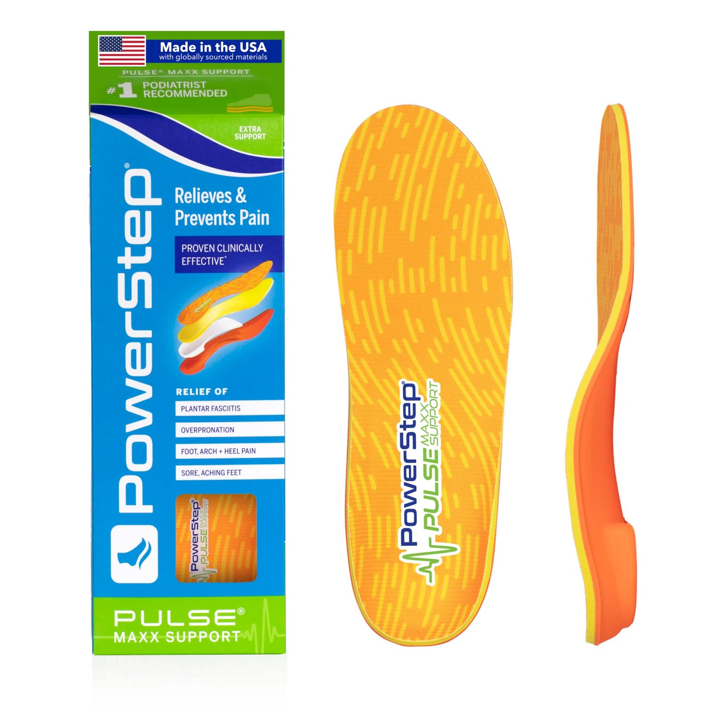 Plantillas Ortopédicas PowerStep Pulse Maxx Firmes y Flexibles para Sobrepronación y Alivio del Dolor