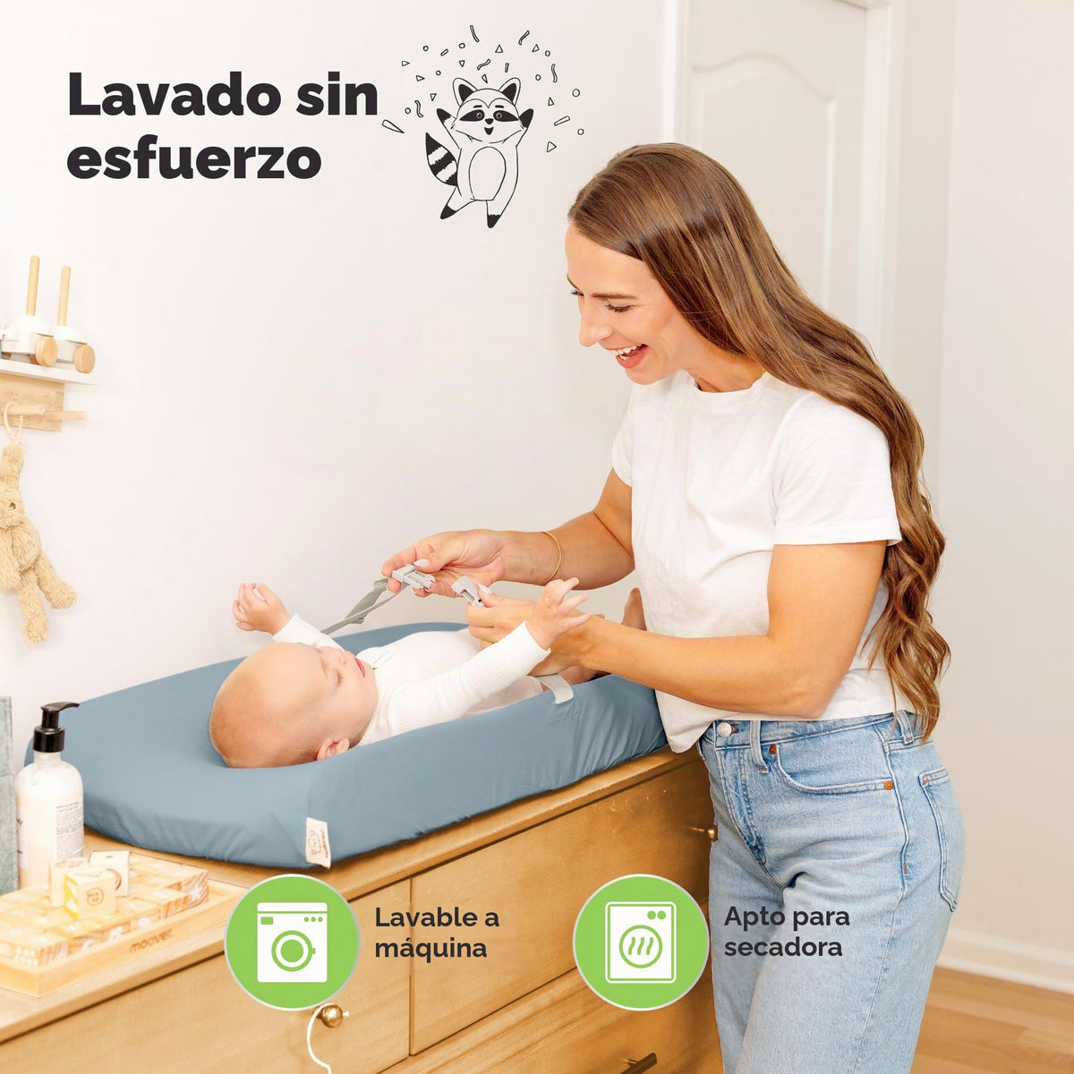 Paquete de 2 fundas para cambiador de bebé para niña, niño, 34 x 18 pulgadas (acero)