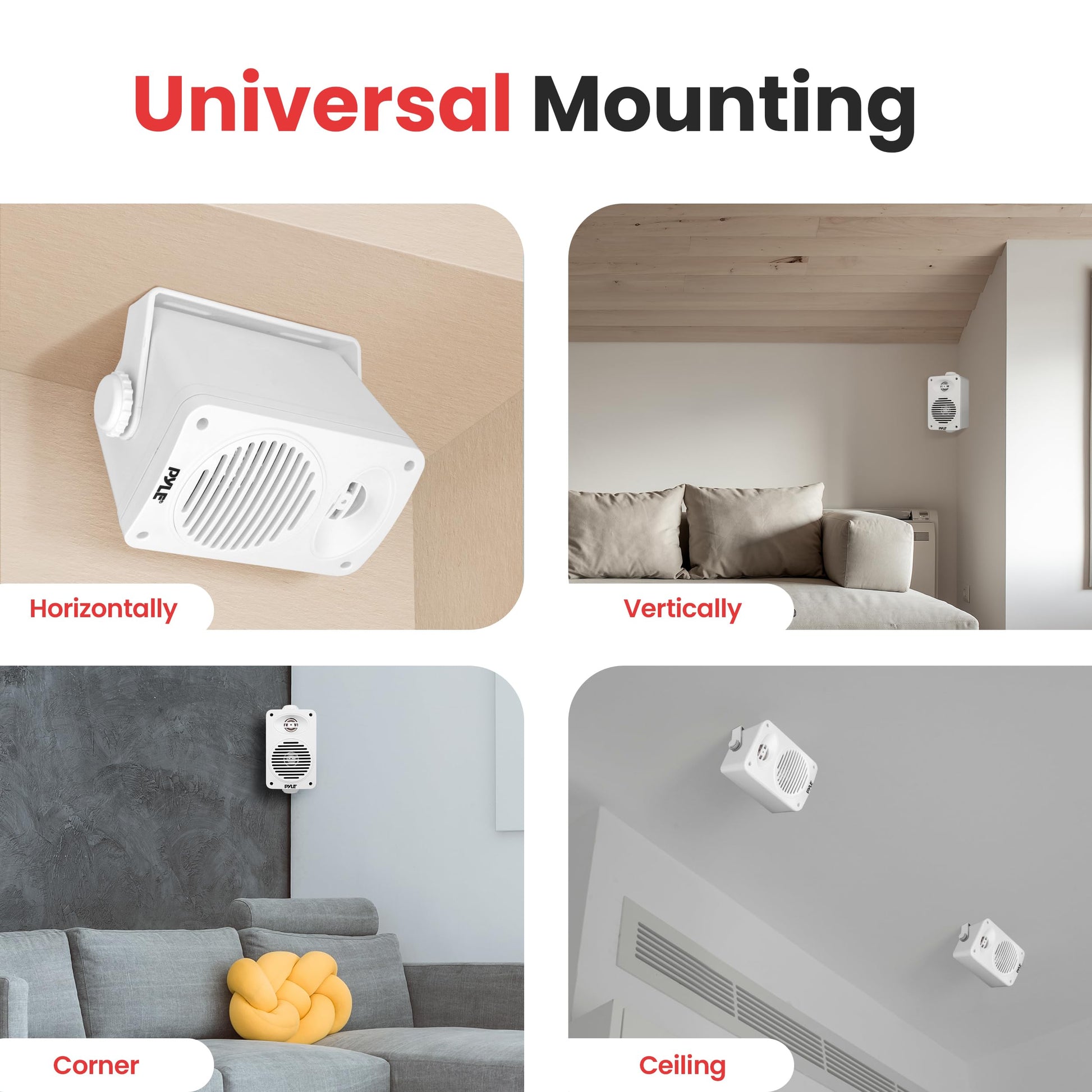 Pyle Par Altavoces Bluetooth de 200W para Interior y Exterior, Bocinas de 2 Vías Impermeables de 3.5” con Tweeter de Alto Cumplimiento de 1/2” Ideal Casa, Barco, Marino, Deck, Patio y Piscinas, Blanco