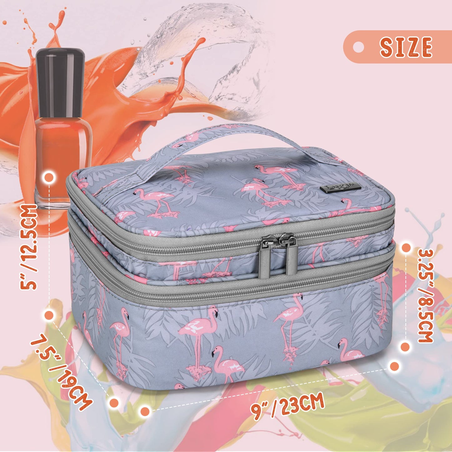 Luxja Nail Polish Carrying Case - Holds 30 Bottles (15ml - 0.5 fl.oz), Double-layer Organizer for Nail Polish and Manicure Set, Flamingo